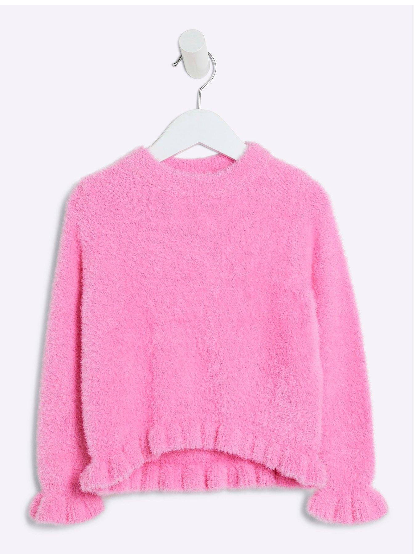 undefined Mini Girls Fluff Knit Jumper - Pink