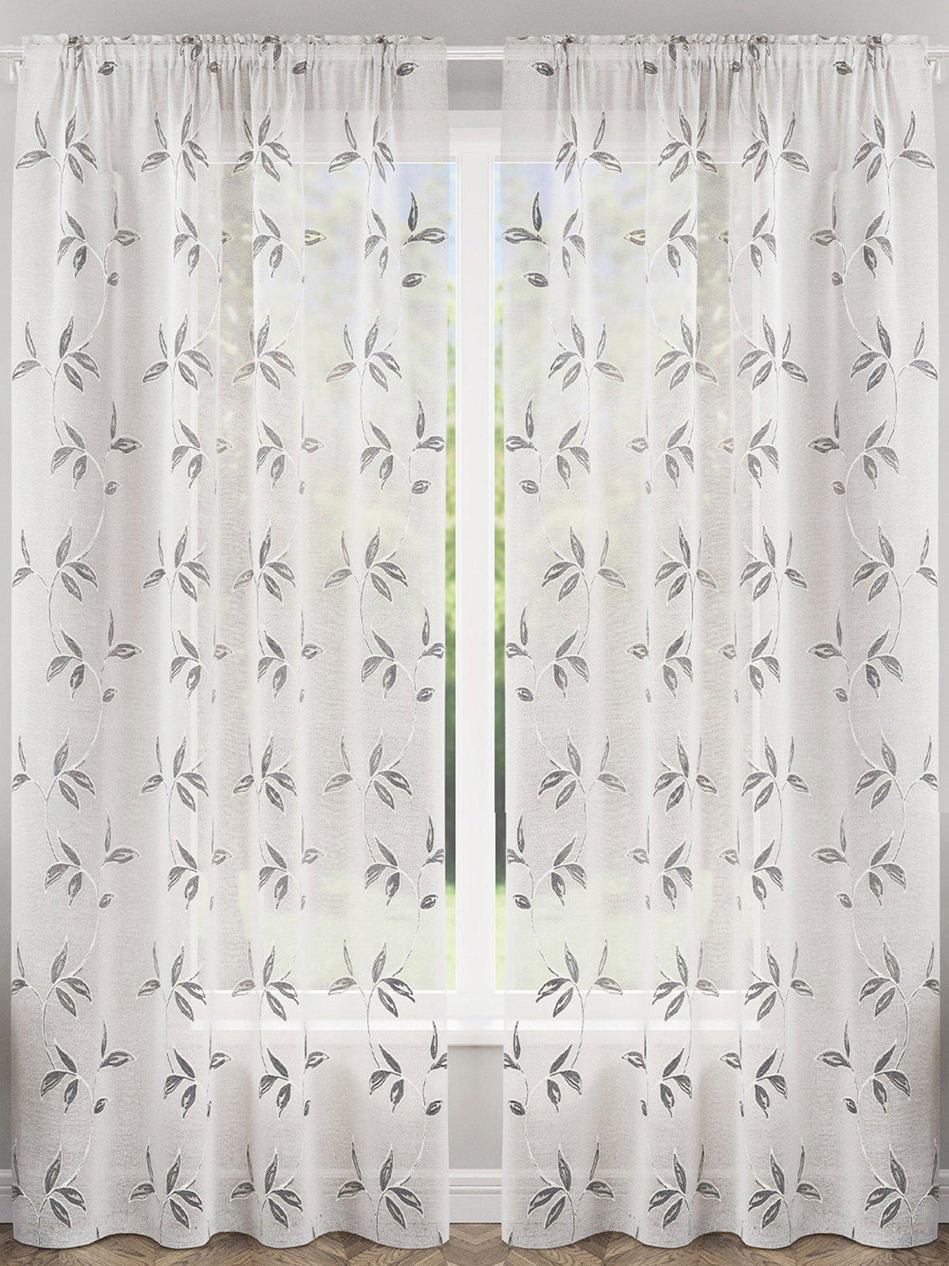 Very Home Floral Trail Slot Top Voile Pair