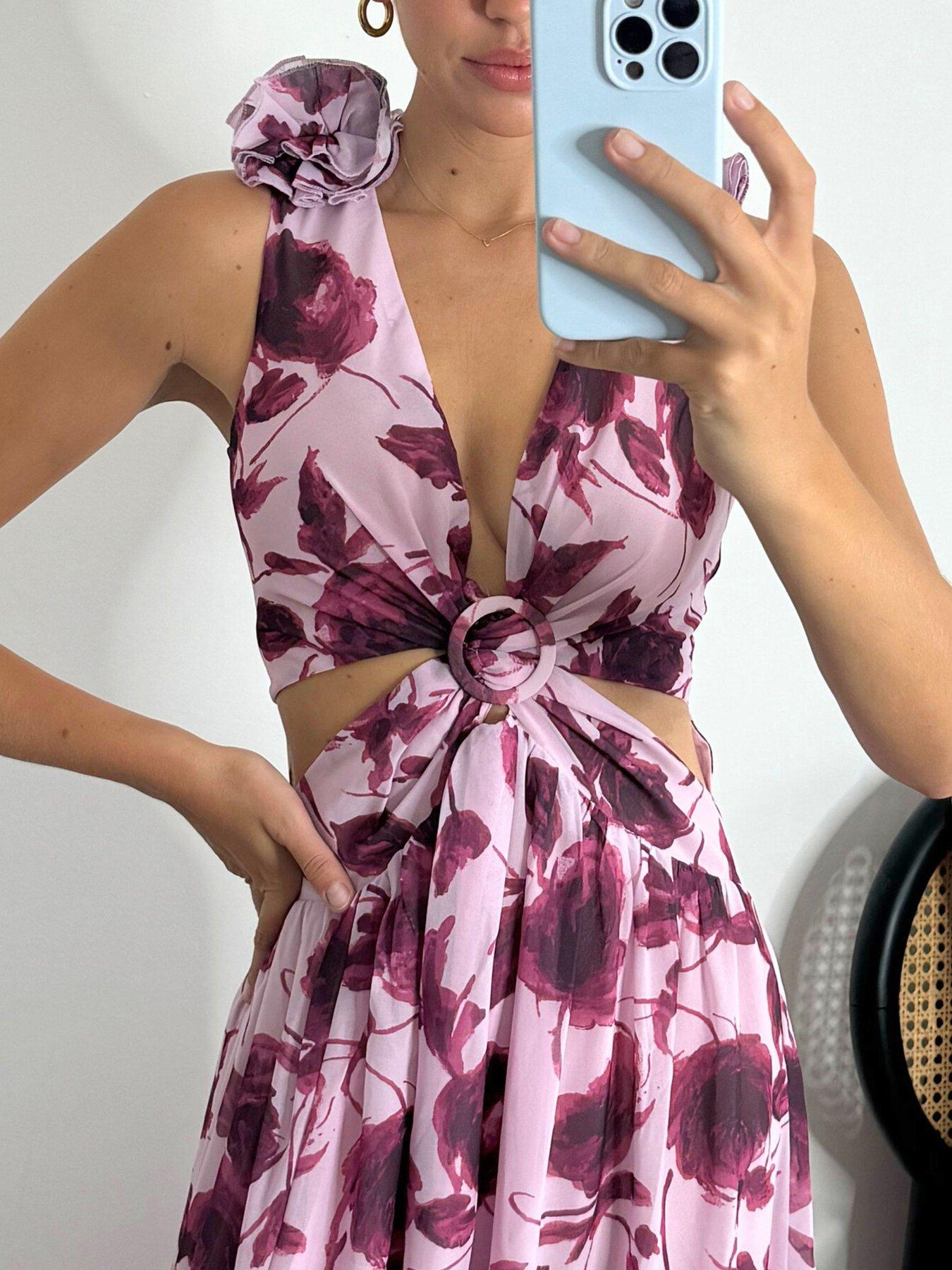 Off-Shoulder Ruched Bodice A-Line Maxi Dress Mulberry main image 1