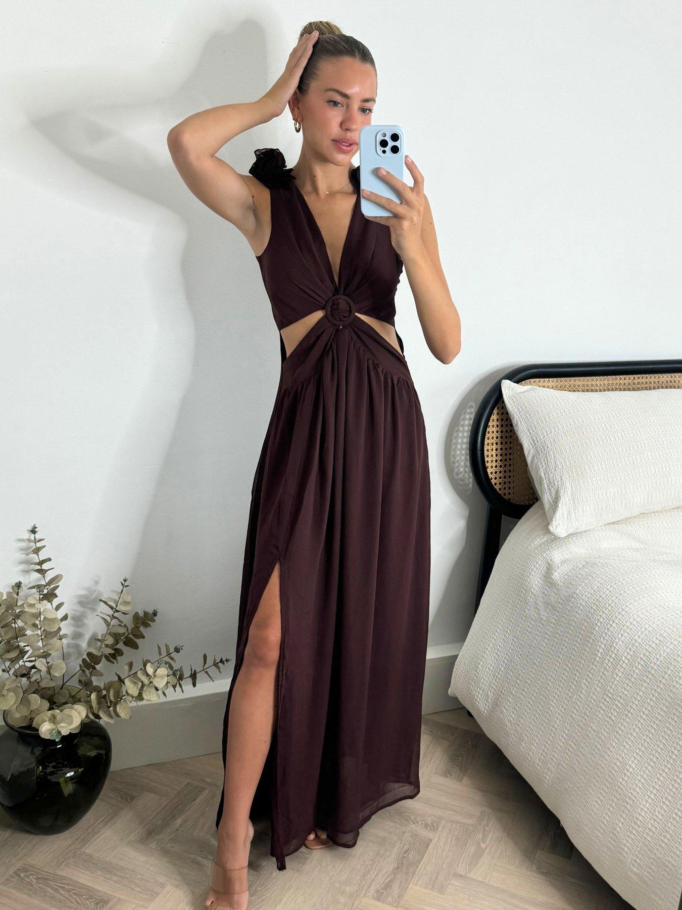 cut out maxi dress uk La Mer Cut Out Maxi Dress