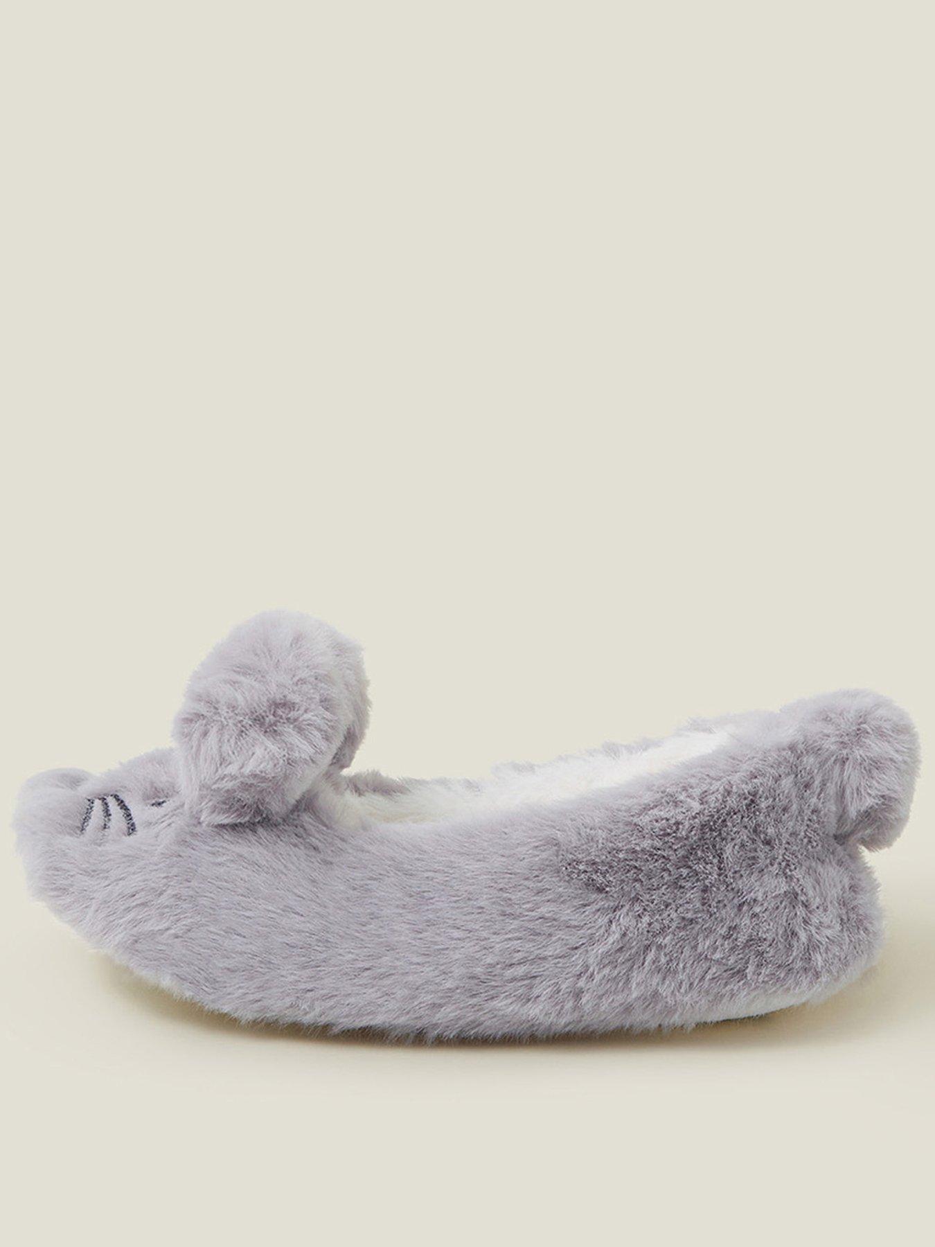 Accessorize Girls Bunny Ballerina Slippers Grey Very