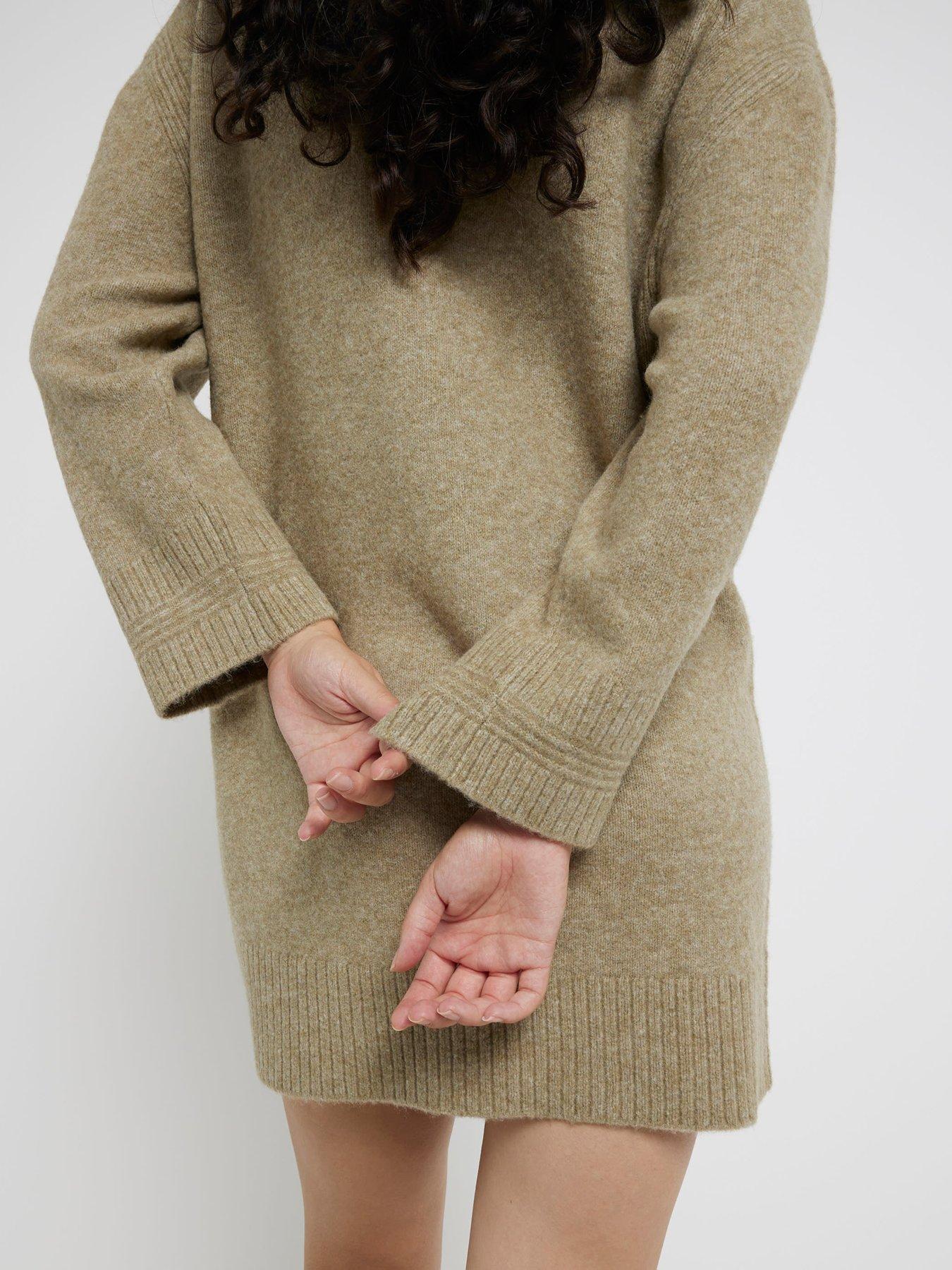 River Island High Neck Jumper Dress Khaki Very