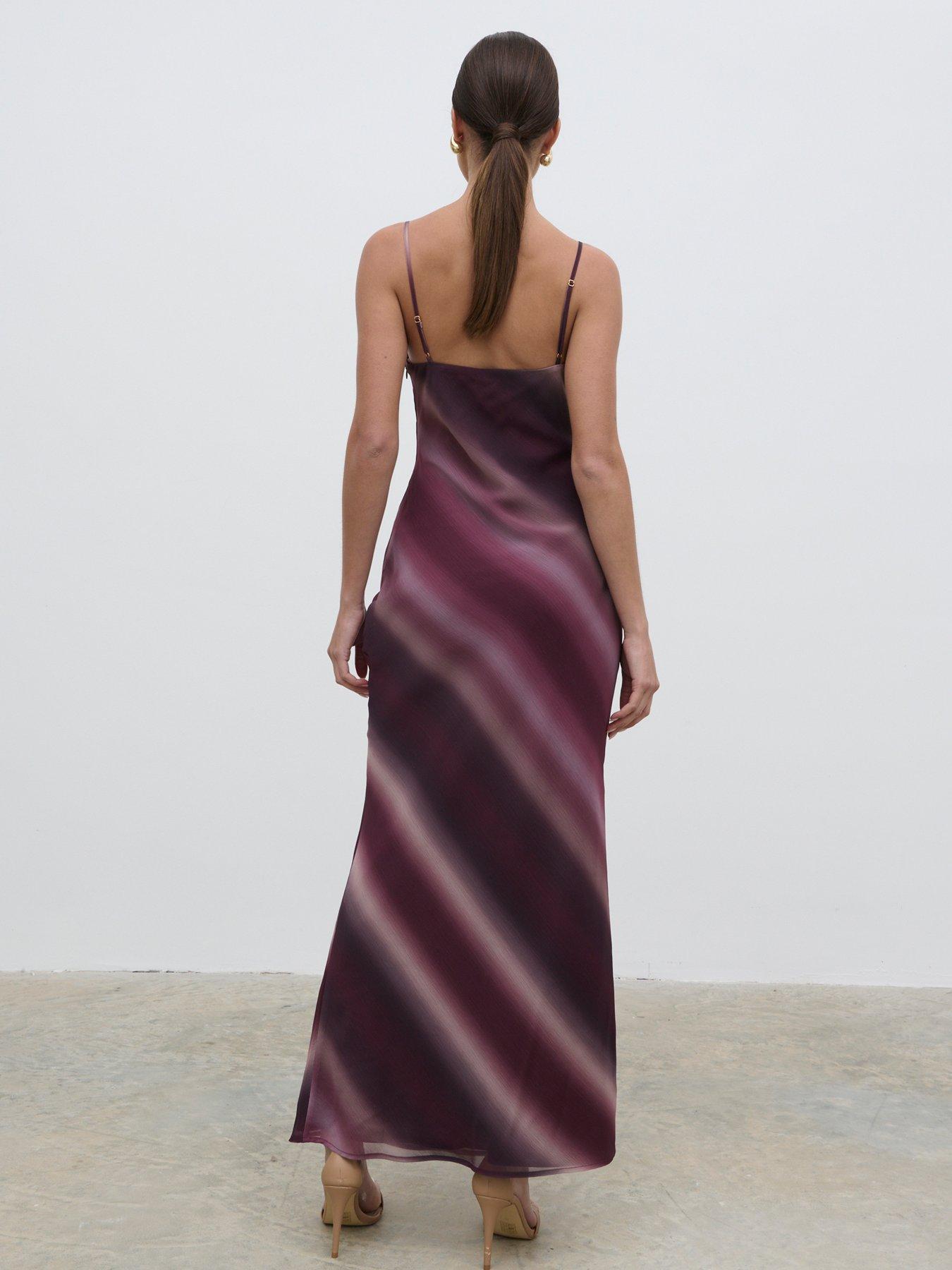 Pretty Lavish Keisha Asymmetric Cowl Maxi Dress - Wine - Red | Very