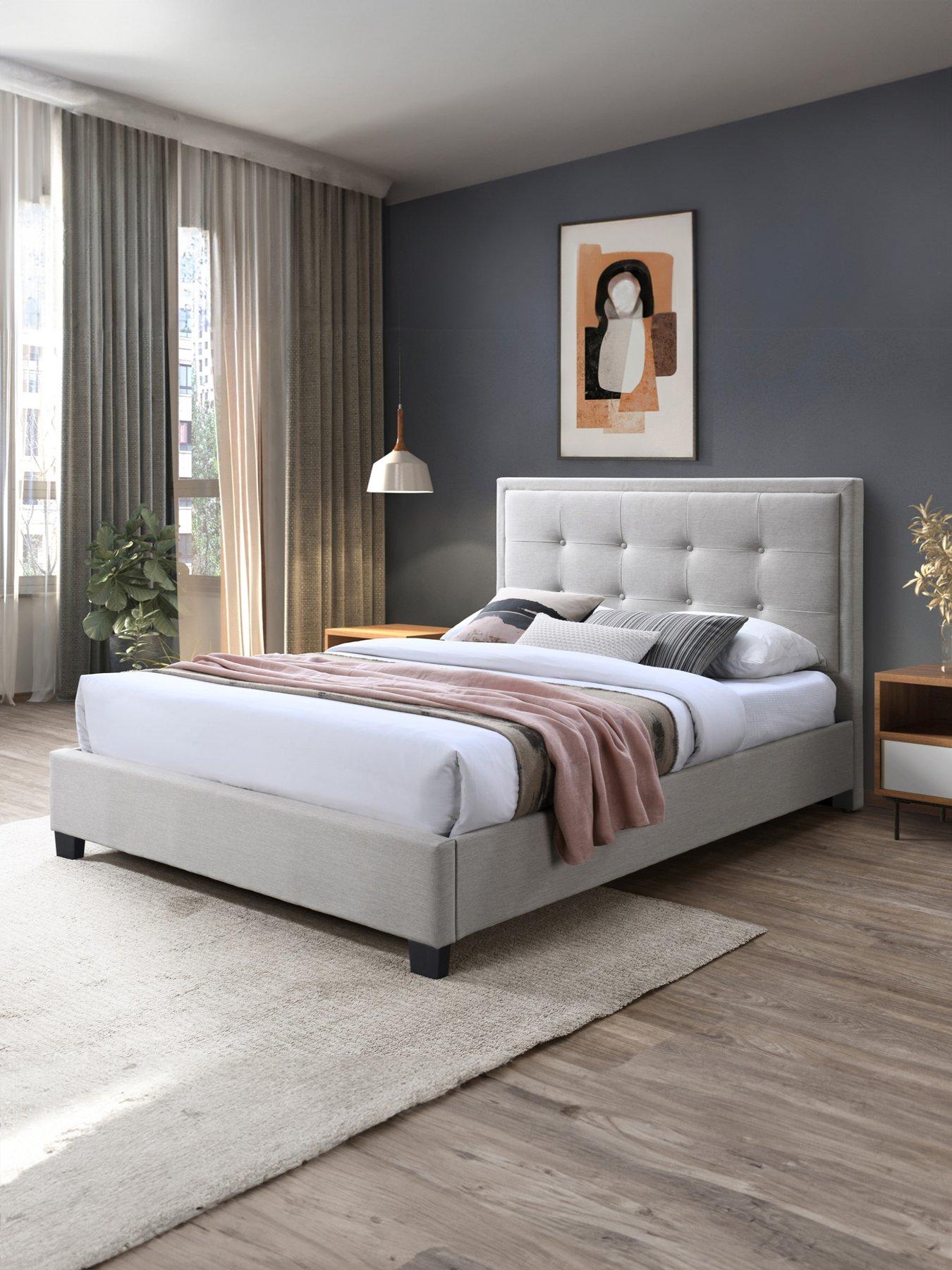 undefined Gainford Fabric Bed Frame with Airsprung Mattress Options (Buy  &  SAVE!) - Oat Cream