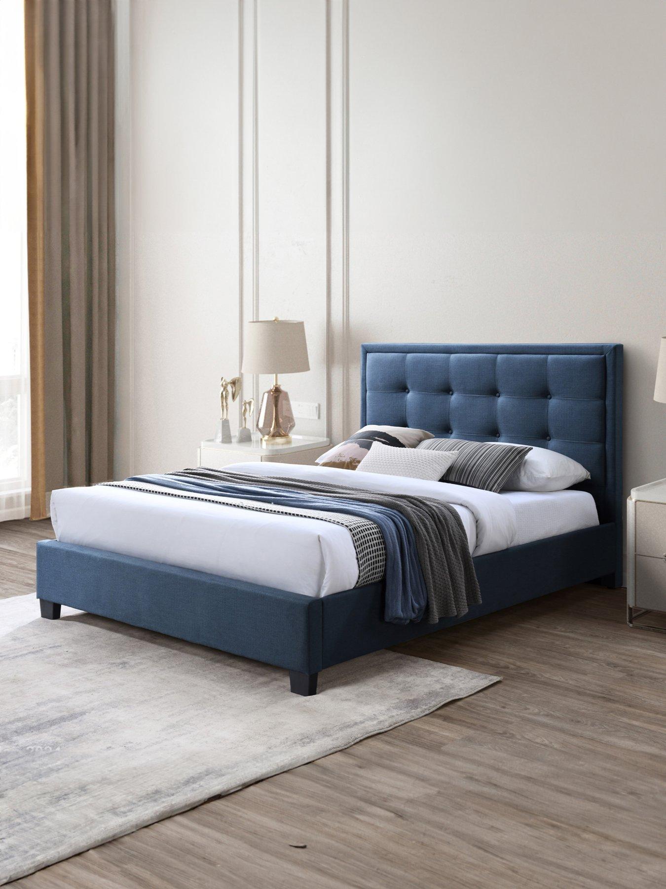 undefined Gainford Fabric Bed Frame with Mattress Options (Buy  &  SAVE!) - Steel Blue