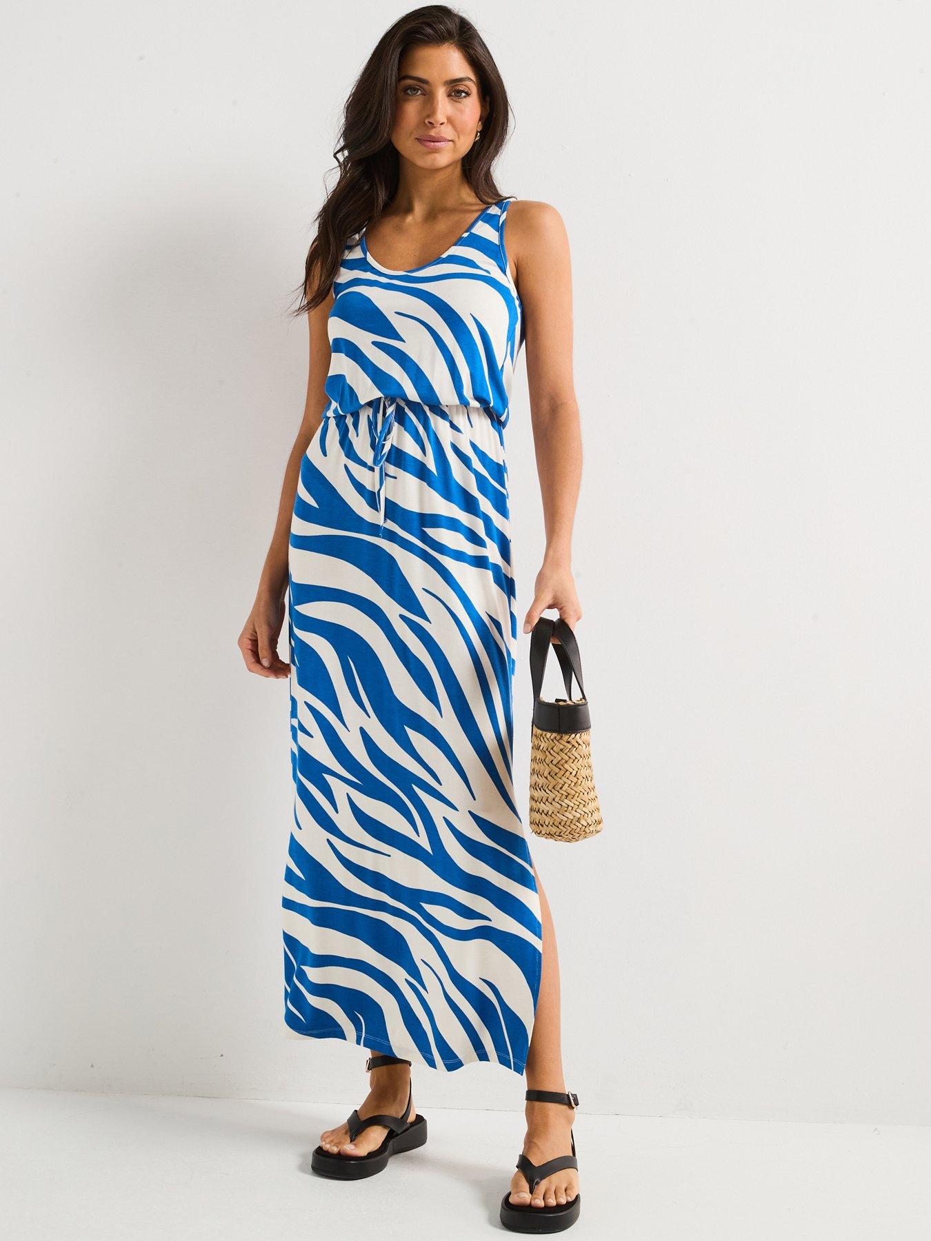 undefined Channel Waist Maxi Dress - Print
