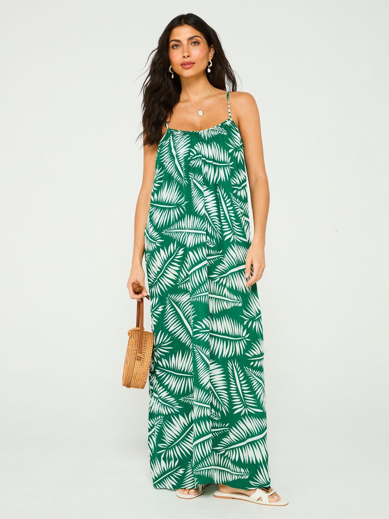 undefined Strappy Printed Summer Maxi Dress - Print