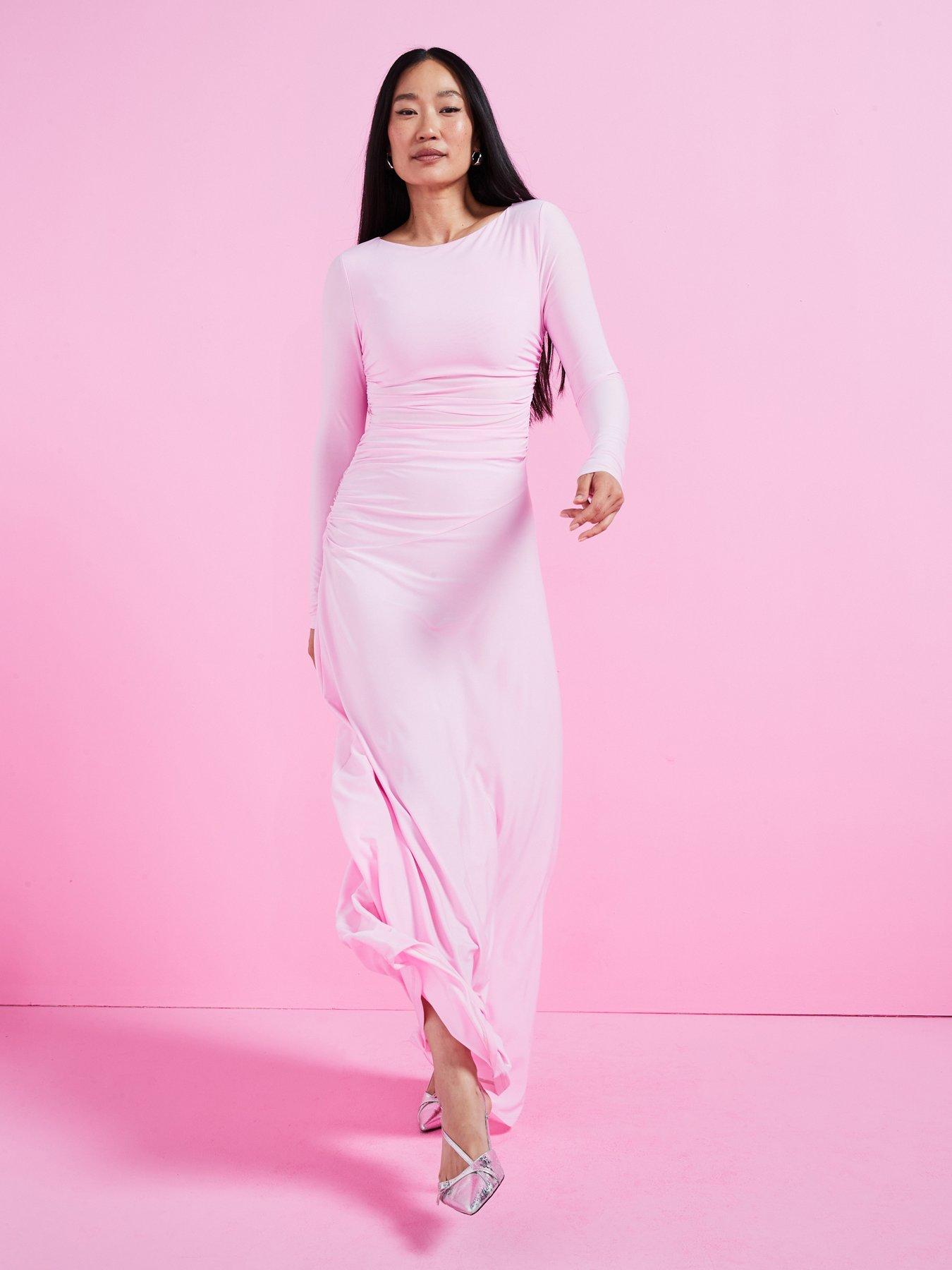 undefined Ruched Detail Maxi Dress - Pink