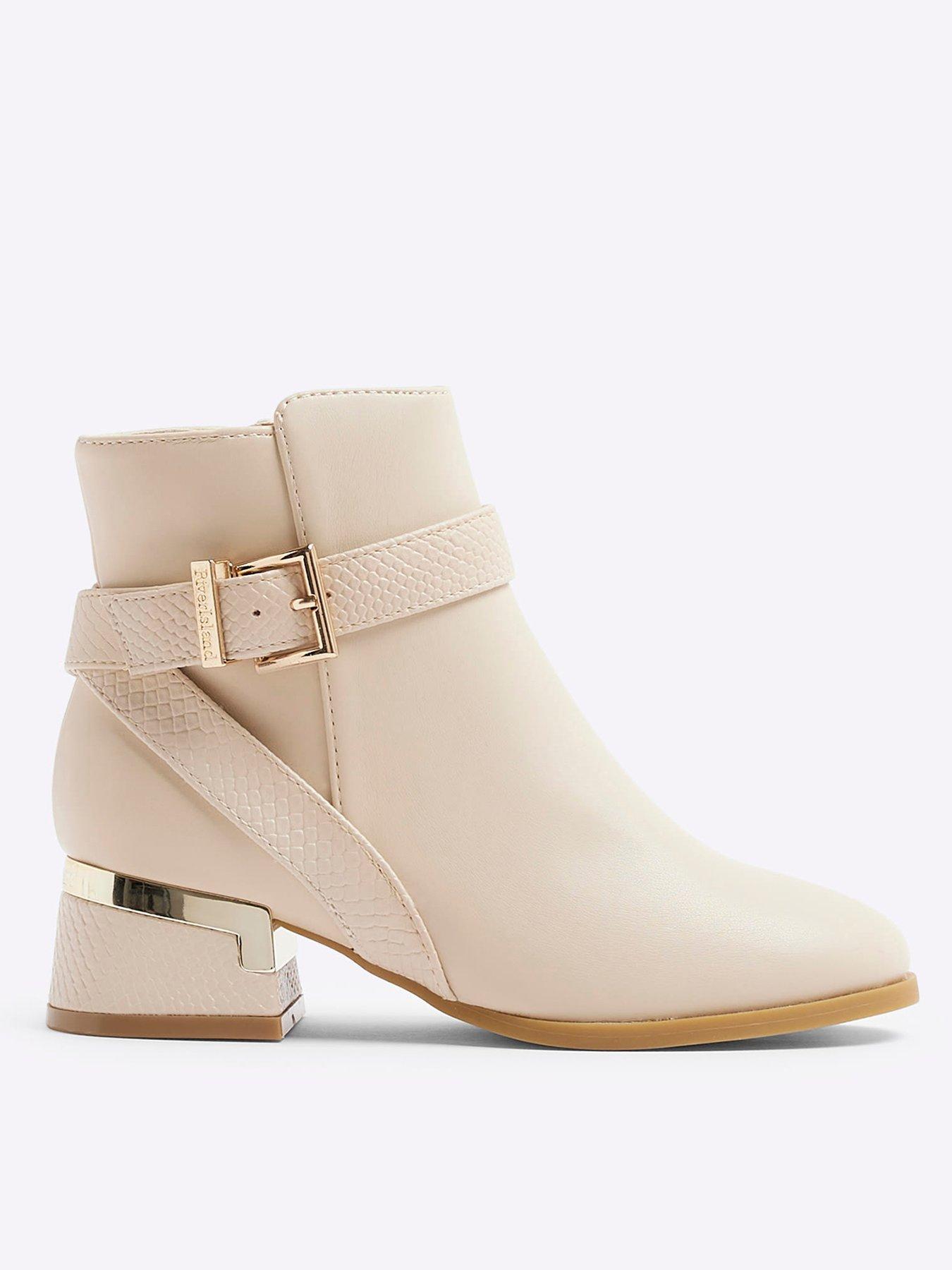 Girls Heeled Ankle Boot Cream