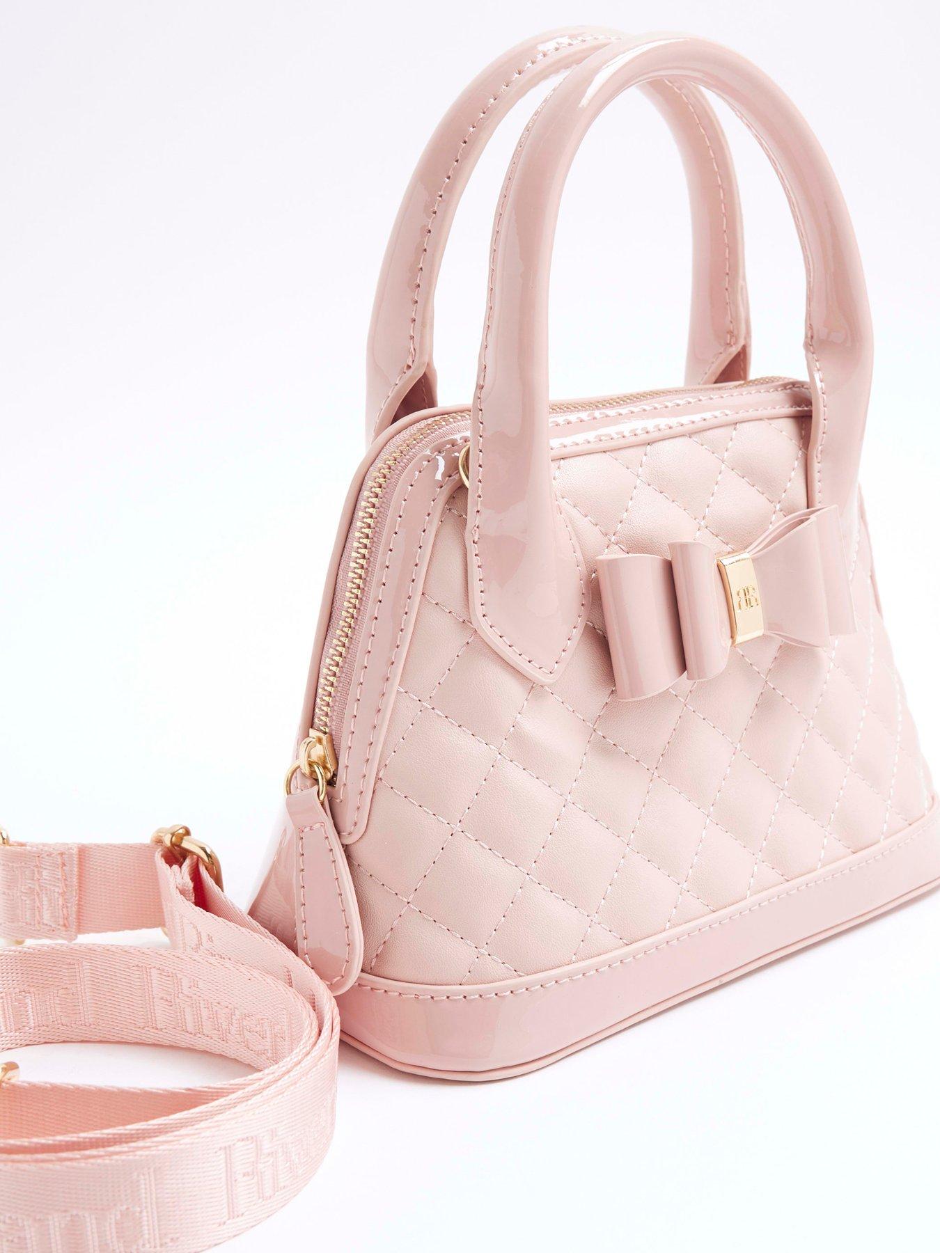 Older Girl Quilted Bow Cross Body Bag Pink