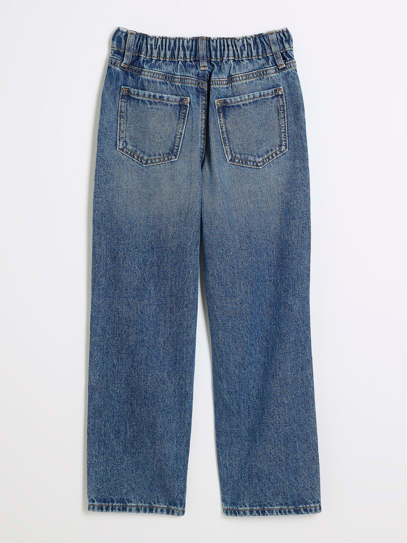 River Island Girls Ripped Straight Jeans Blue Very
