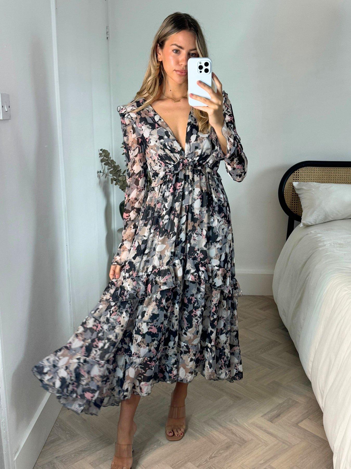 Style Cheat Floral Print Tiered Skirt Midi Dress - Multi | Very