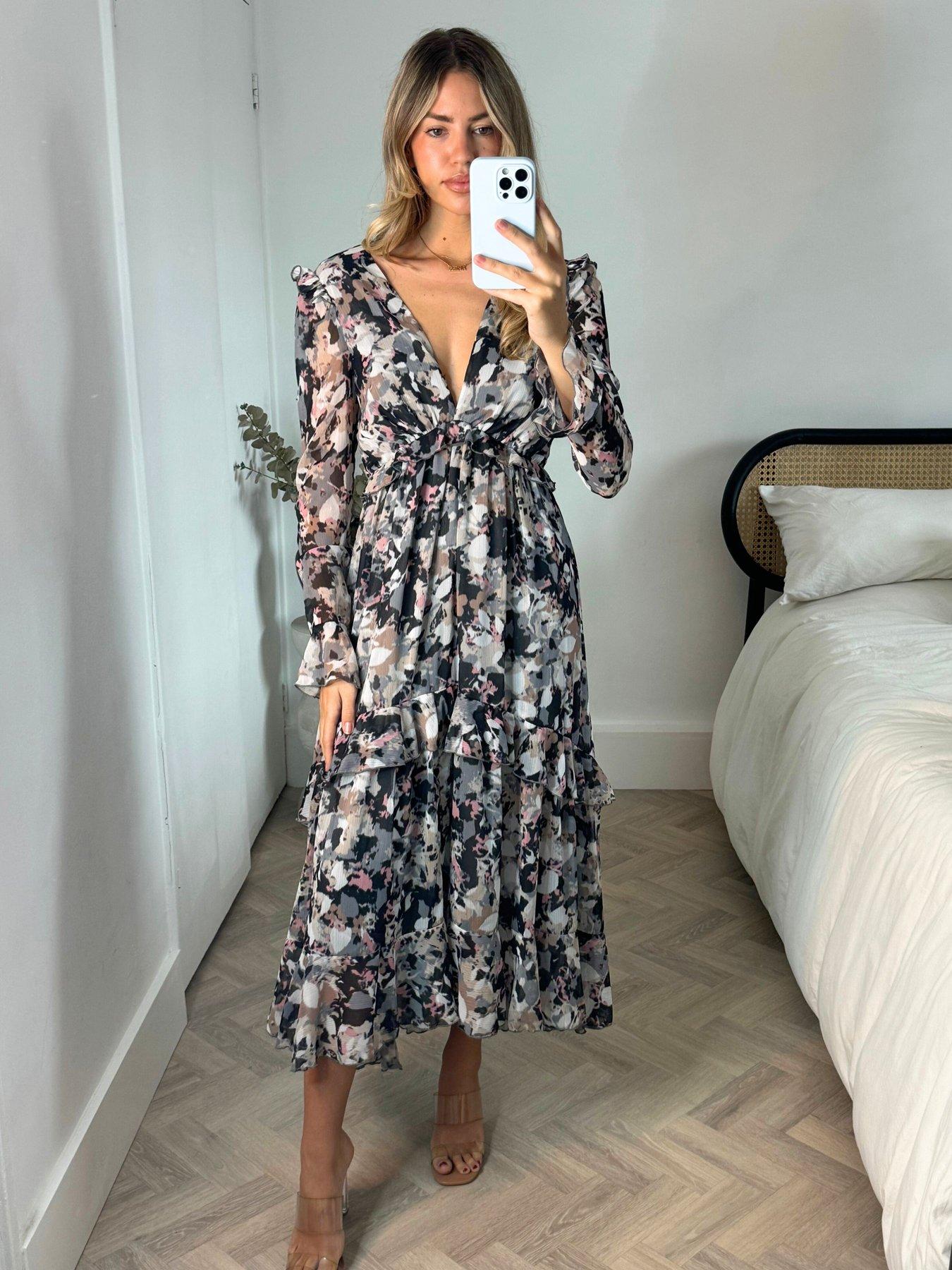 Style Cheat Floral Print Tiered Skirt Midi Dress - Multi | Very