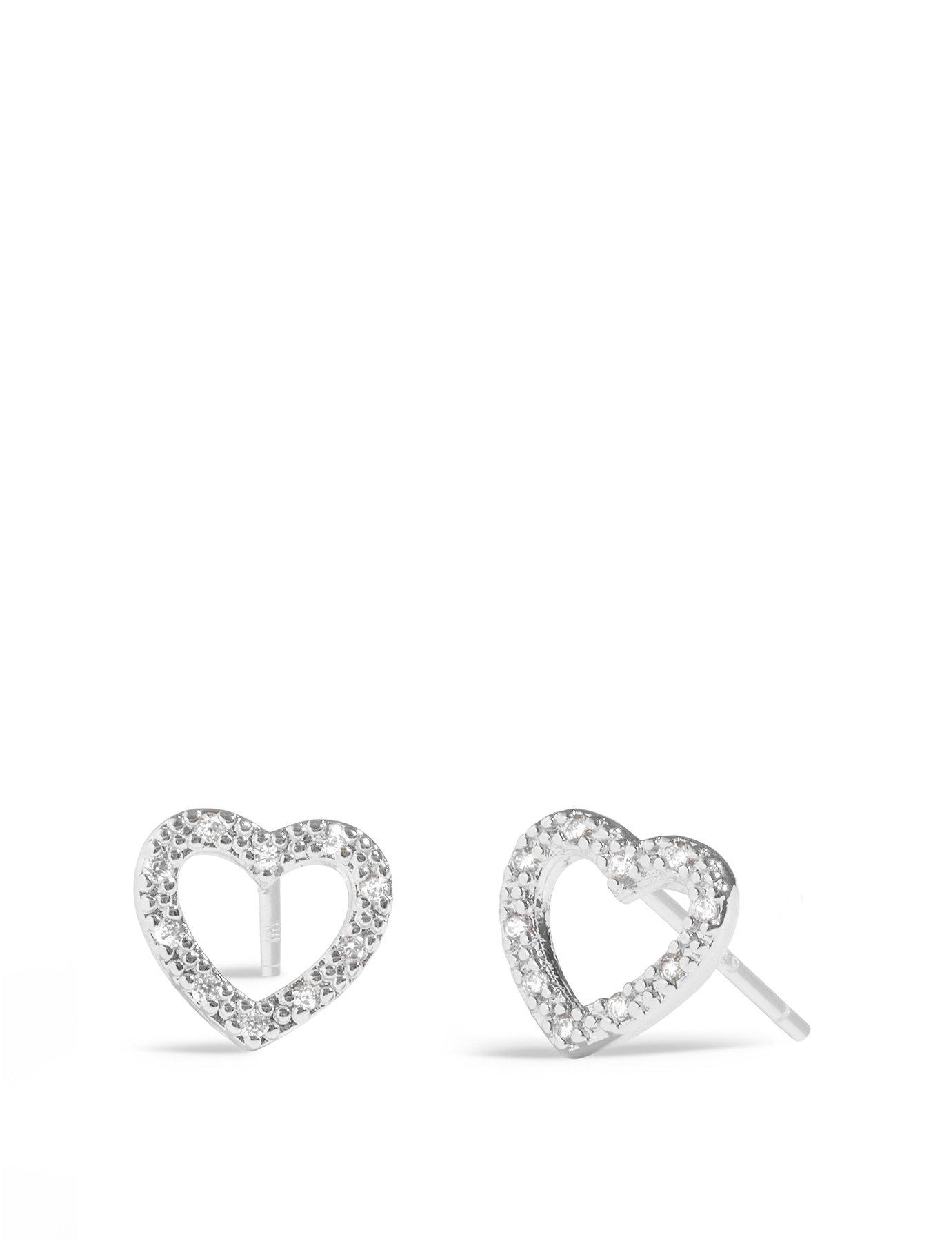 Product photograph of Joma Jewellery Earring Bauble With Love Stud Earrings In Silver Plating from very.co.uk