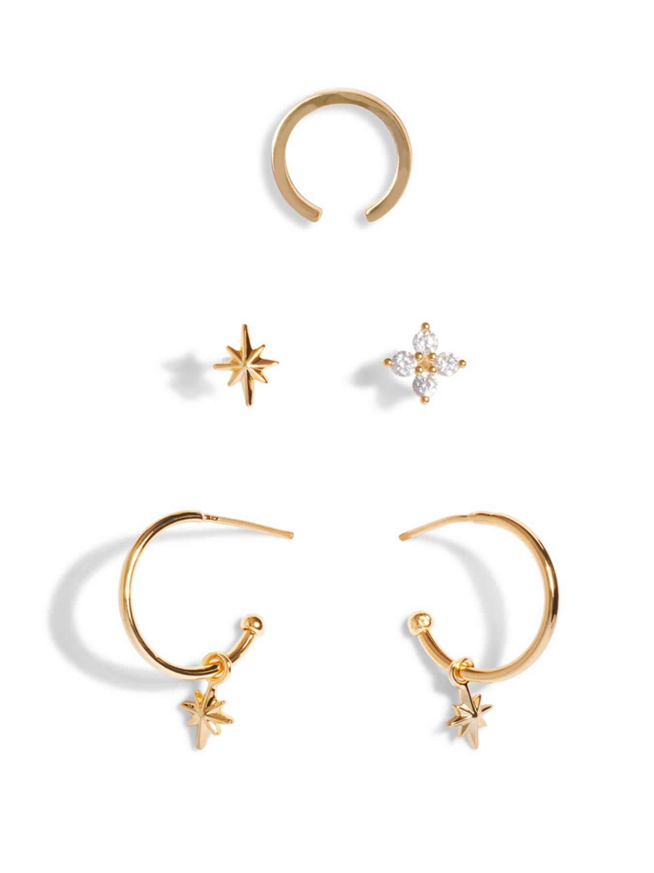 Product photograph of Joma Jewellery Stacks Of Style Star Earrings In Gold Plating from very.co.uk