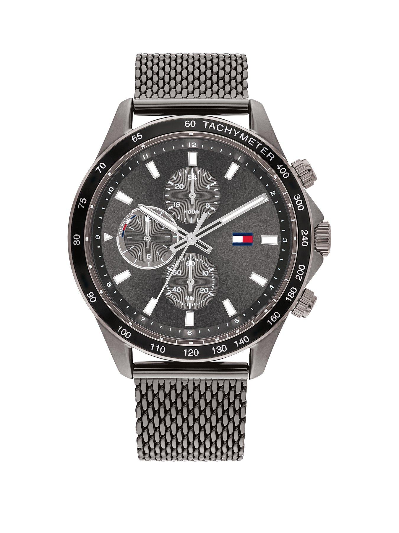 Product photograph of Tommy Hilfiger Miles Men S Grey Watch from very.co.uk