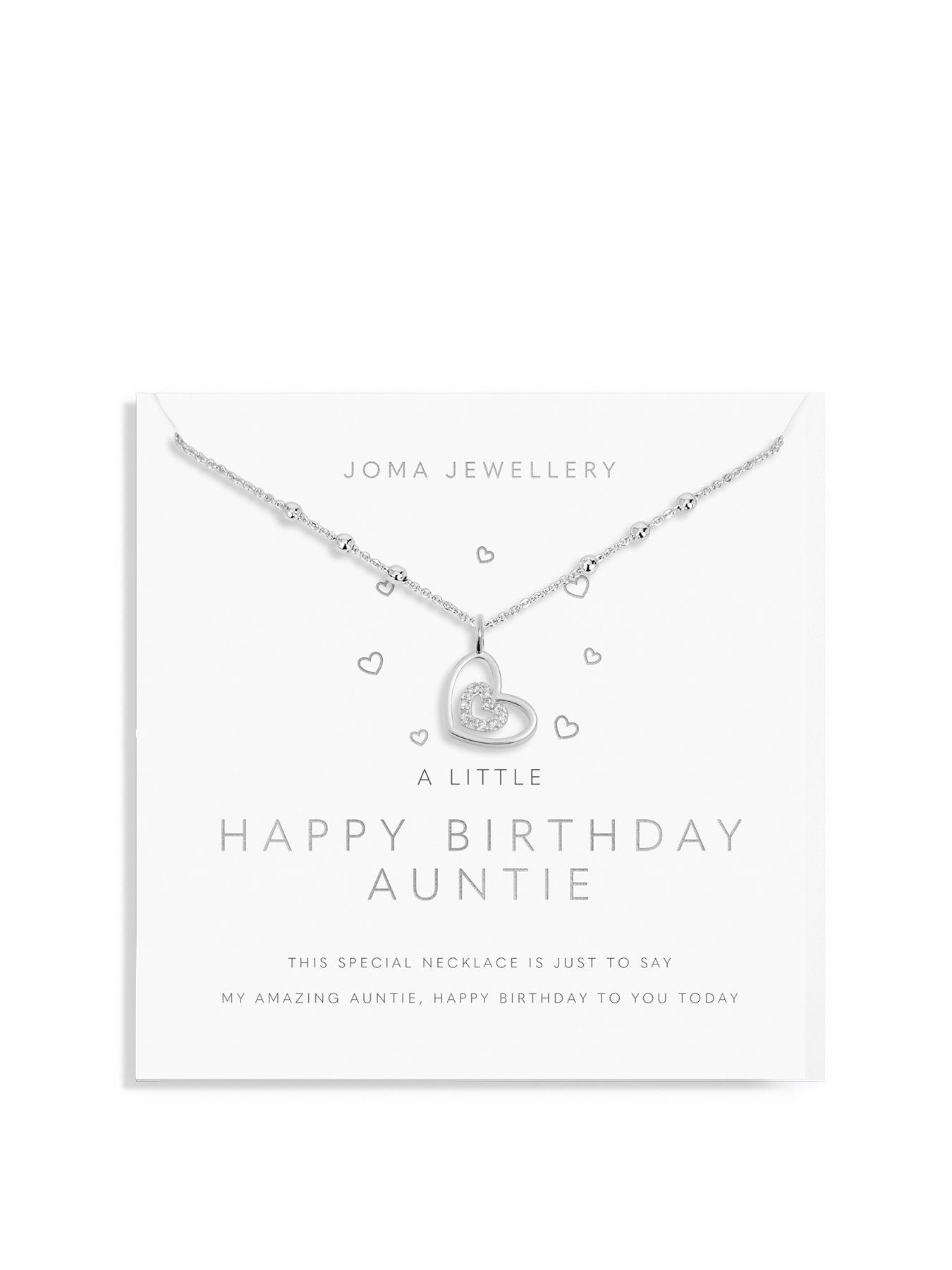 Product photograph of Joma Jewellery A Little Happy Birthday Auntie Necklace In Silver Plating from very.co.uk