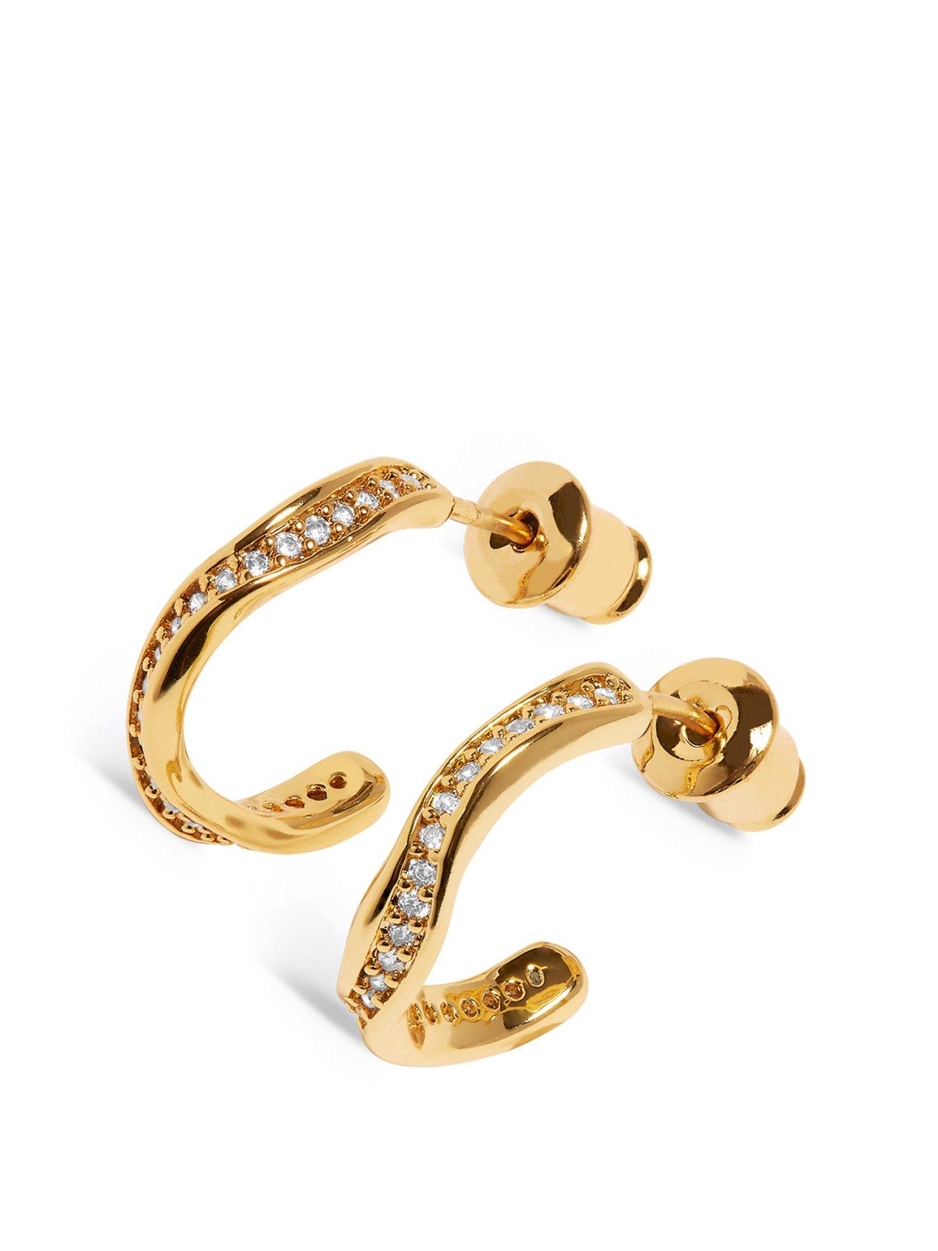 Product photograph of Joma Jewellery Soul Shine Pav Eacute Wave Hoop Earrings In Gold Plating from very.co.uk