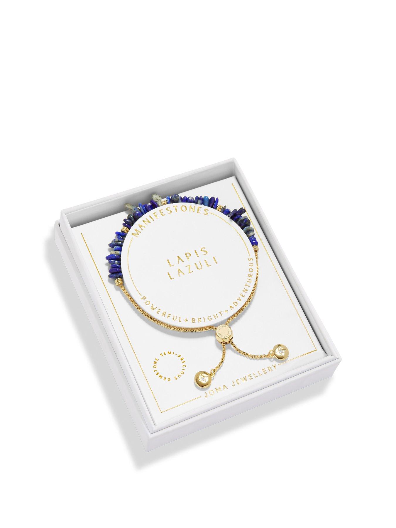 Product photograph of Joma Jewellery Manifestones Lapis Lazuli Bracelet In Gold Plating from very.co.uk