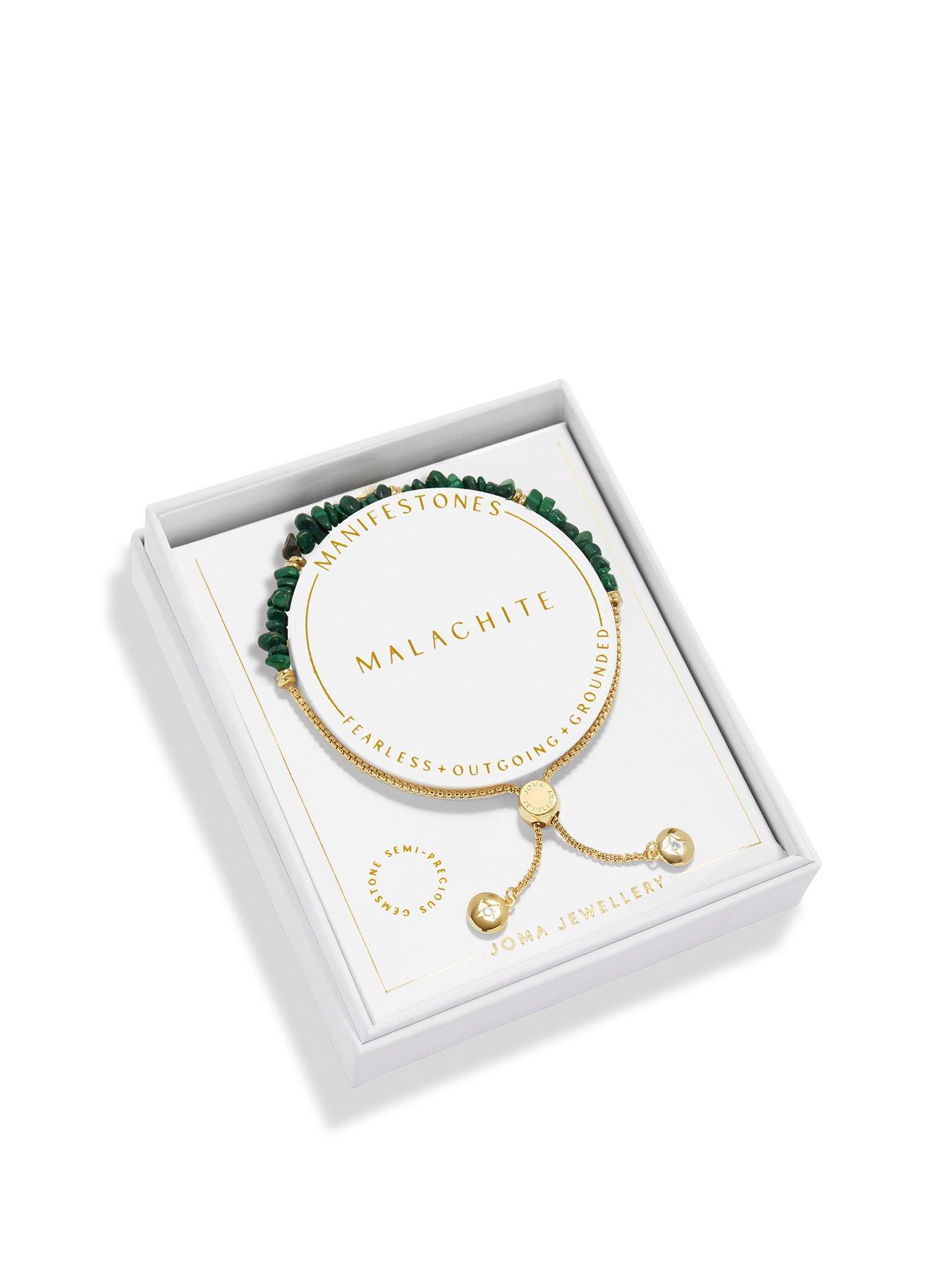 Product photograph of Joma Jewellery Manifestones Malachite Bracelet In Gold Plating from very.co.uk