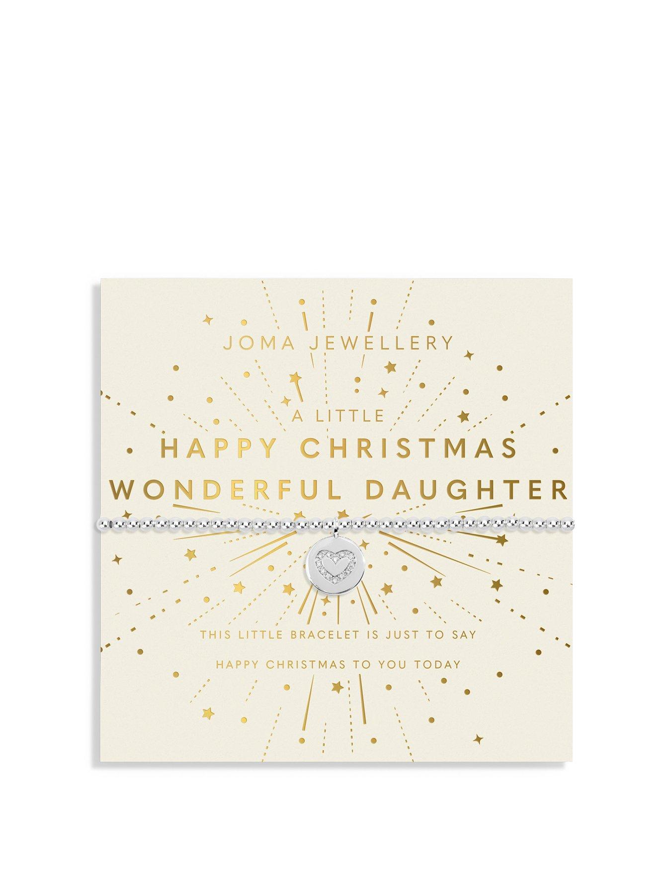 Product photograph of Joma Jewellery Childrens Christmas A Little Happy Christmas Wonderful Daughter Bracelet In Silver Plating from very.co.uk