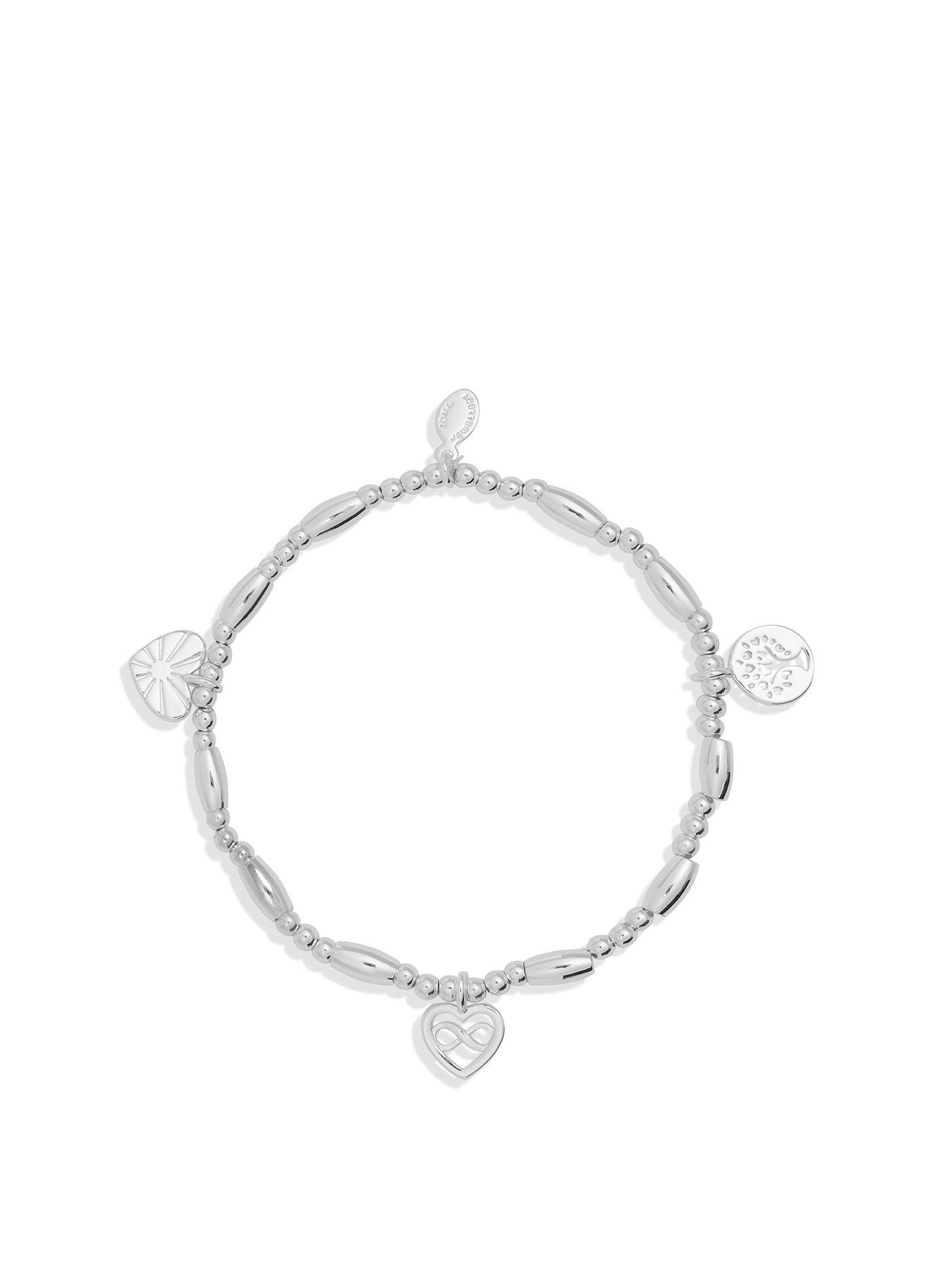 Product photograph of Joma Jewellery Life S A Charm Family Silver Plated Bracelet 17 5cm Stretch from very.co.uk