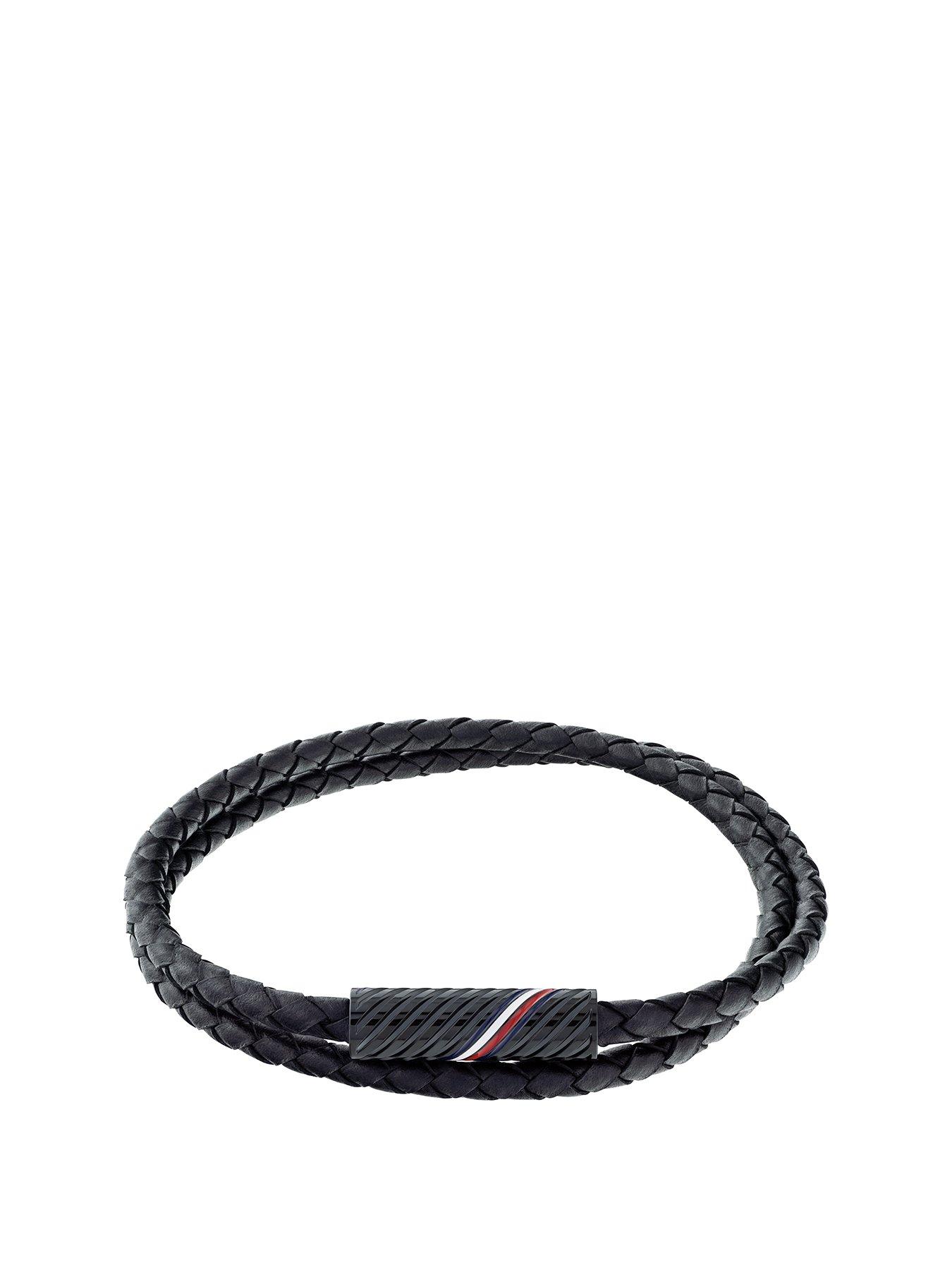 Product photograph of Tommy Hilfiger Men S Double Wrap Braided Bracelet from very.co.uk