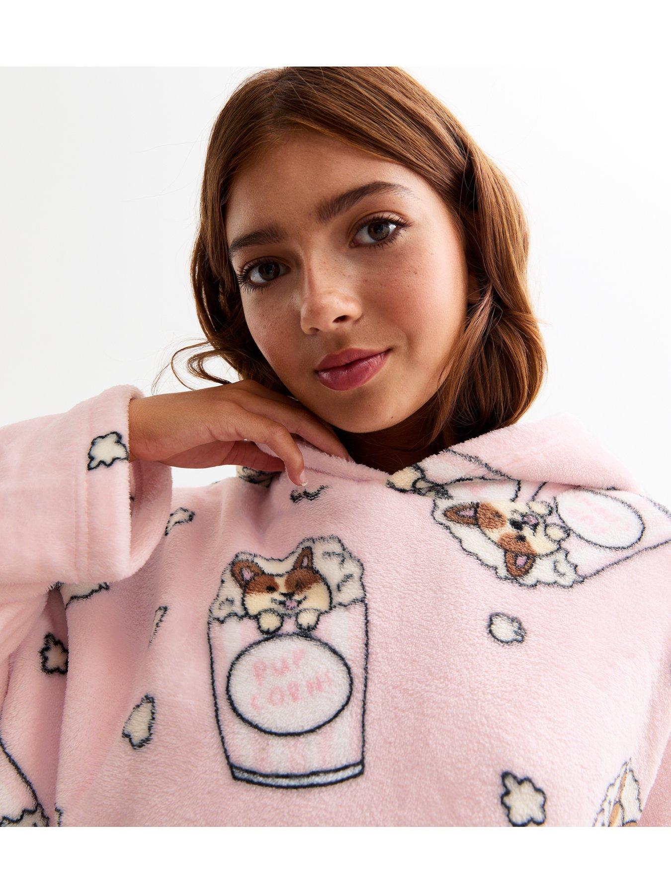 New Look 915 Girls Pink Pupcorn Oversized Blanket Hoodie Very