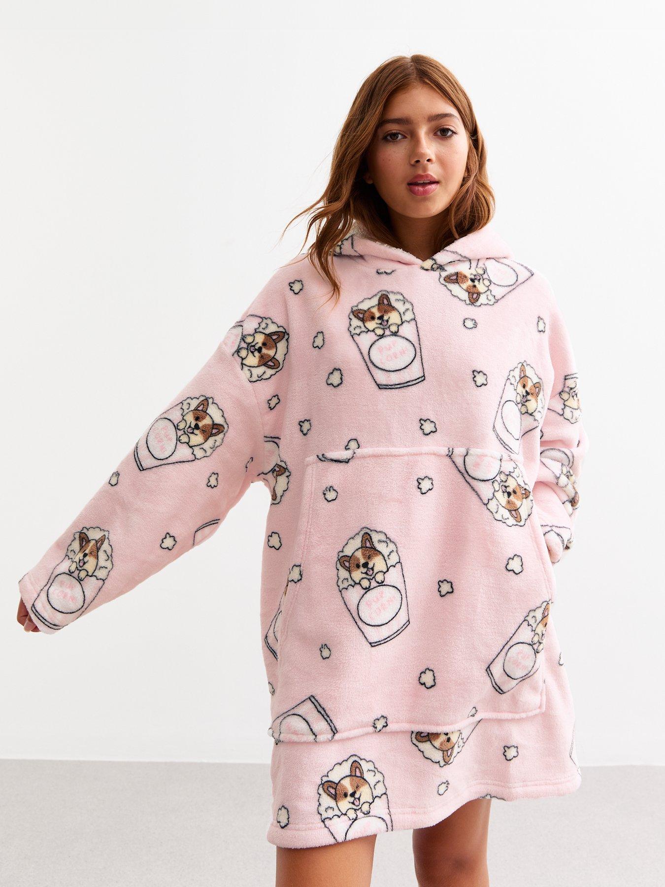 New Look 915 Girls Pink Pupcorn Oversized Blanket Hoodie Very