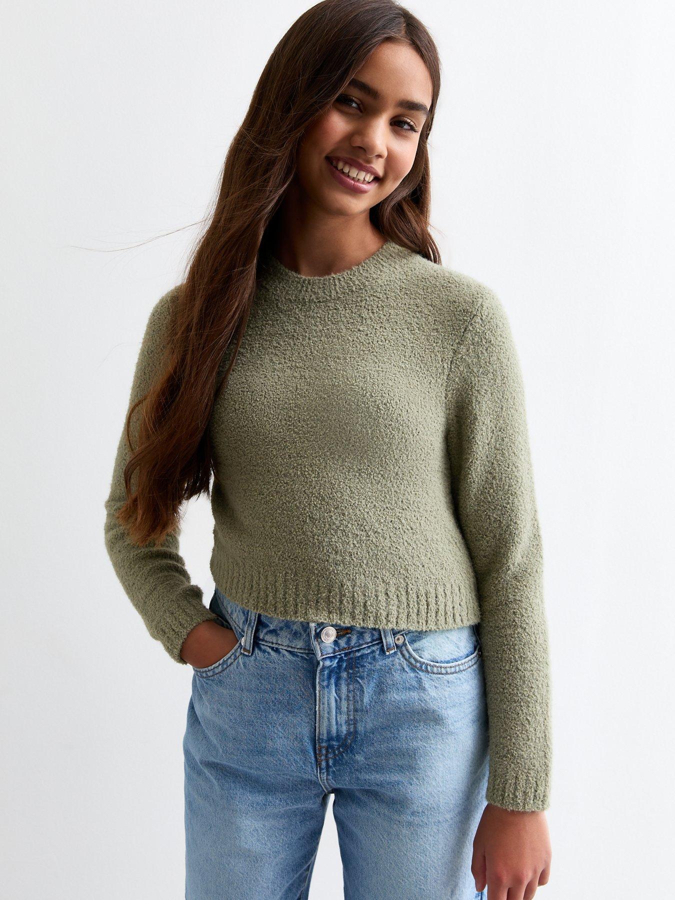 New Look 915 Girls Olive Teddy Cropped Jumper Very