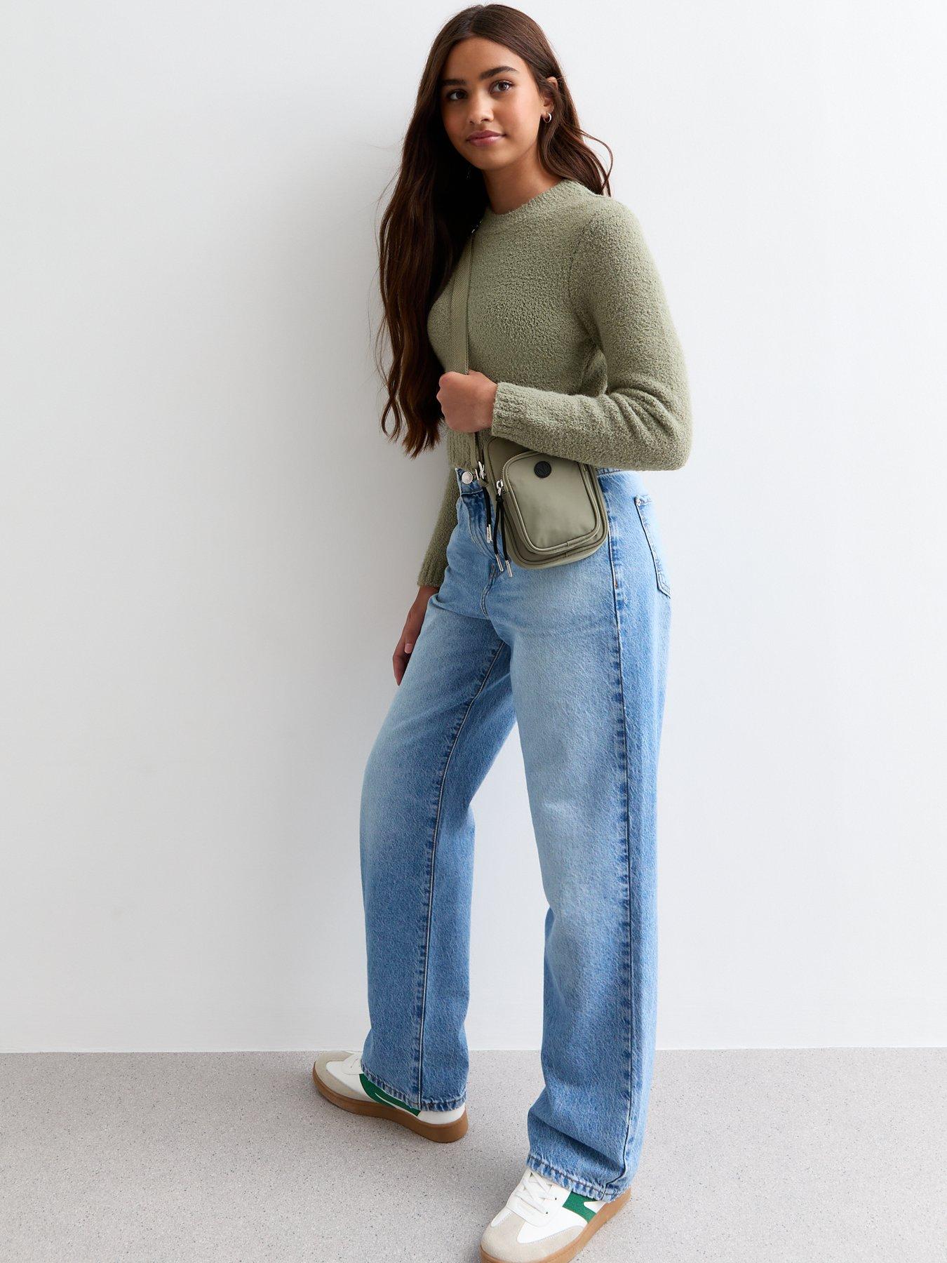 Girls Olive Teddy Cropped Jumper