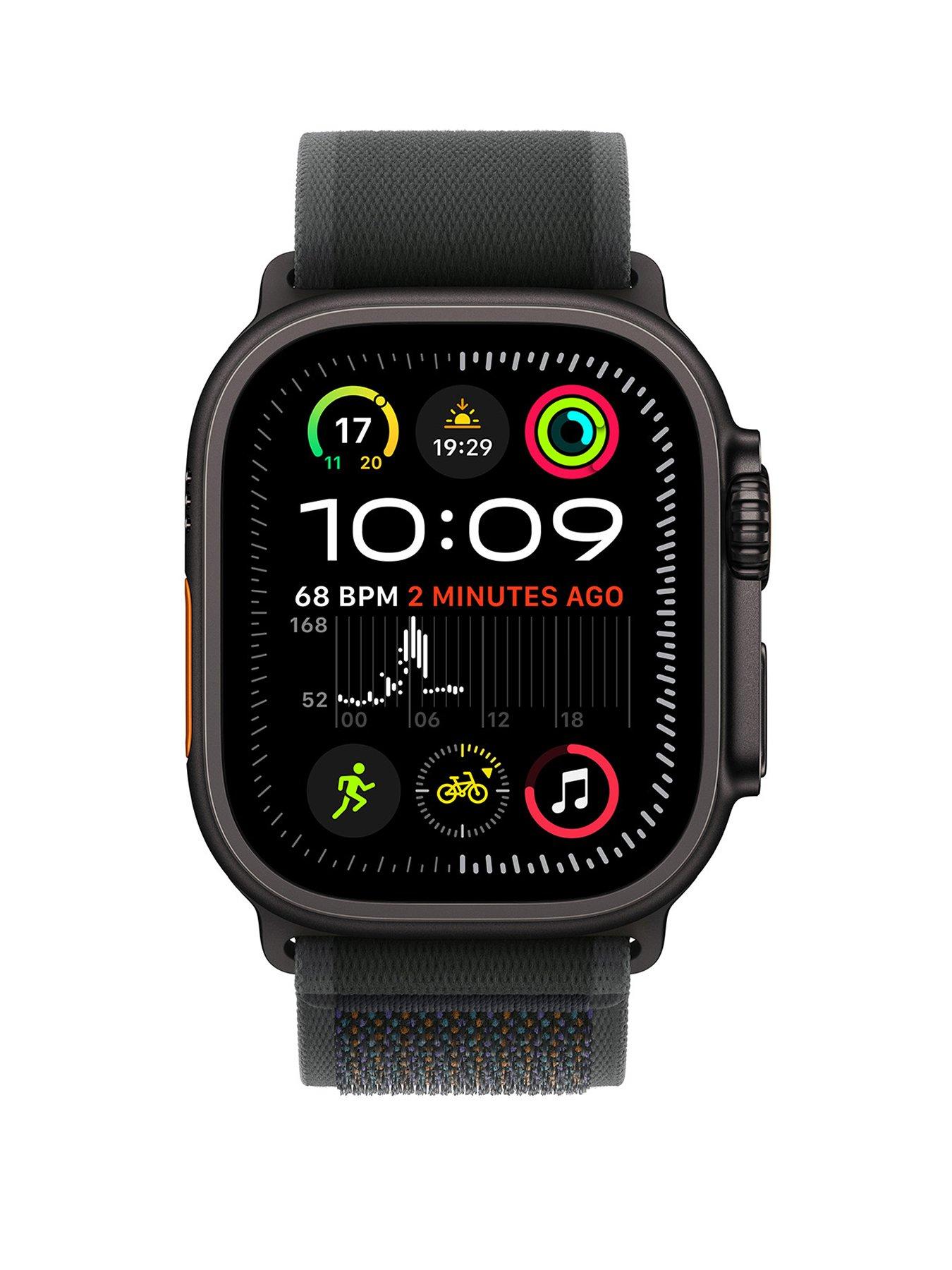 Image 2 of 7 of Apple Watch Ultra 2 (GPS + Cellular, 2024), 49mm Black Titanium Case with Black Trail Loop - M/L