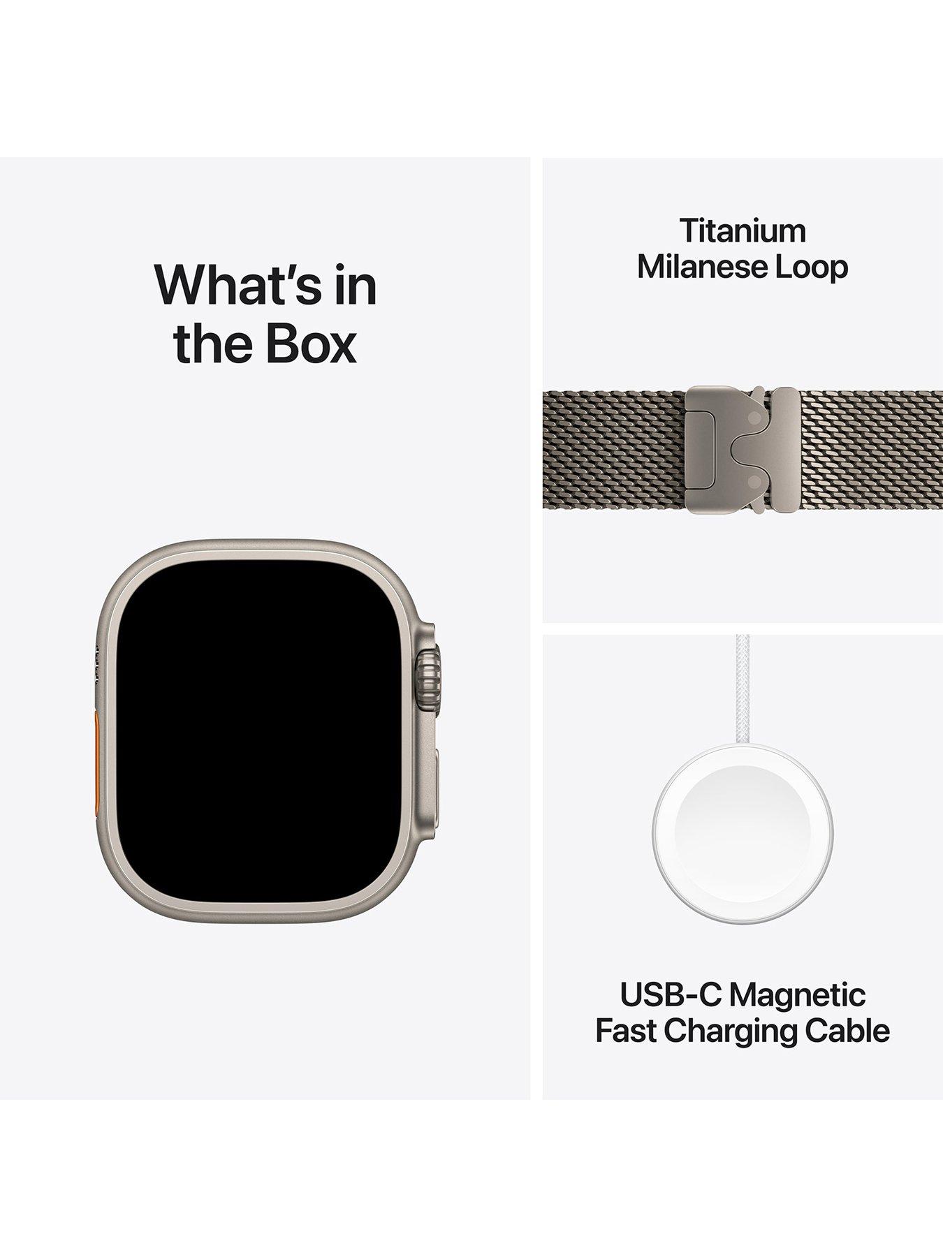 Image 7 of 7 of Apple Watch Ultra 2 (GPS + Cellular, 2024), 49mm Natural Titanium Case with Natural Titanium Milanese Loop - Medium
