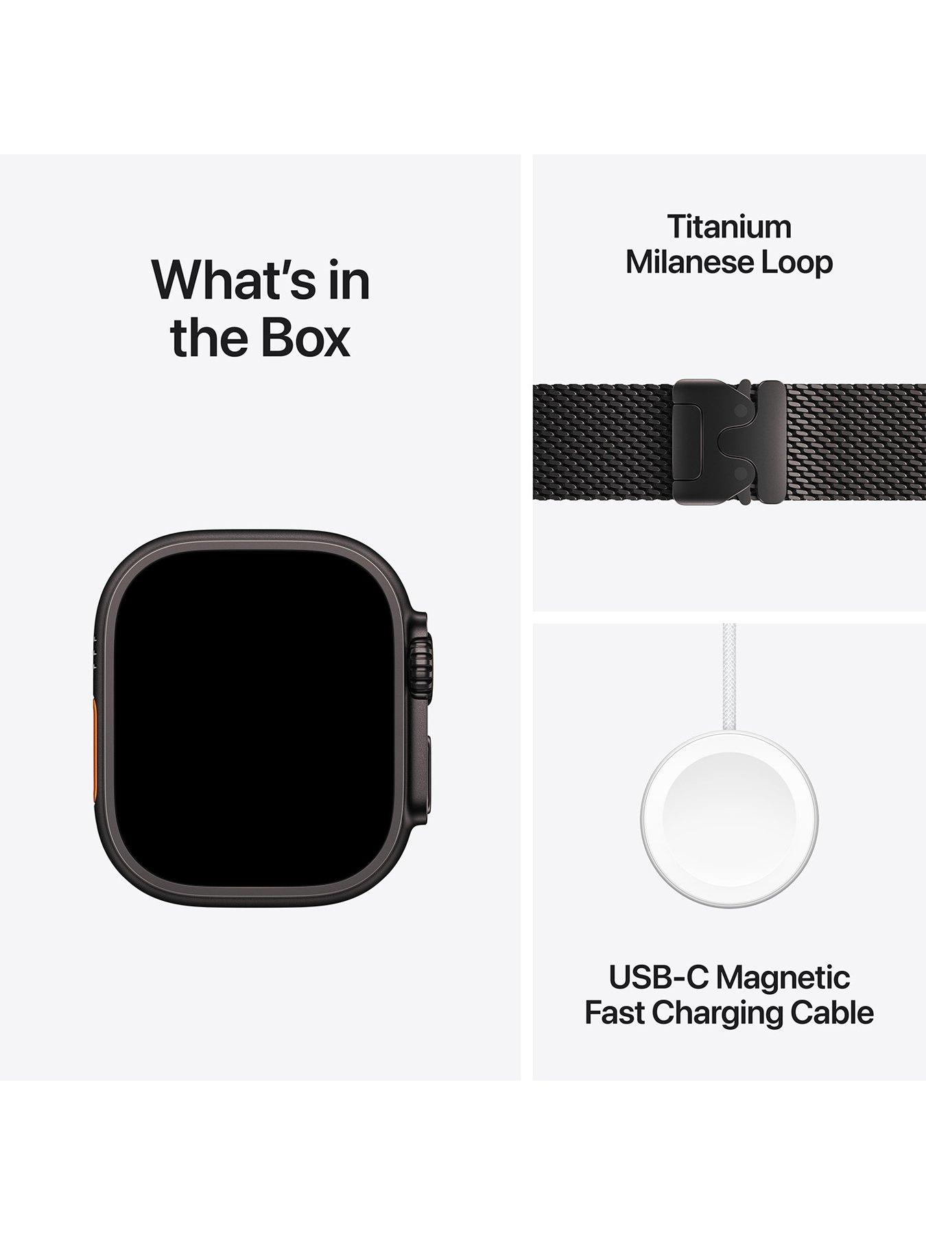 Image 7 of 7 of Apple Watch Ultra 2 (GPS + Cellular, 2024), 49mm Black Titanium Case with Black Titanium Milanese Loop - Medium