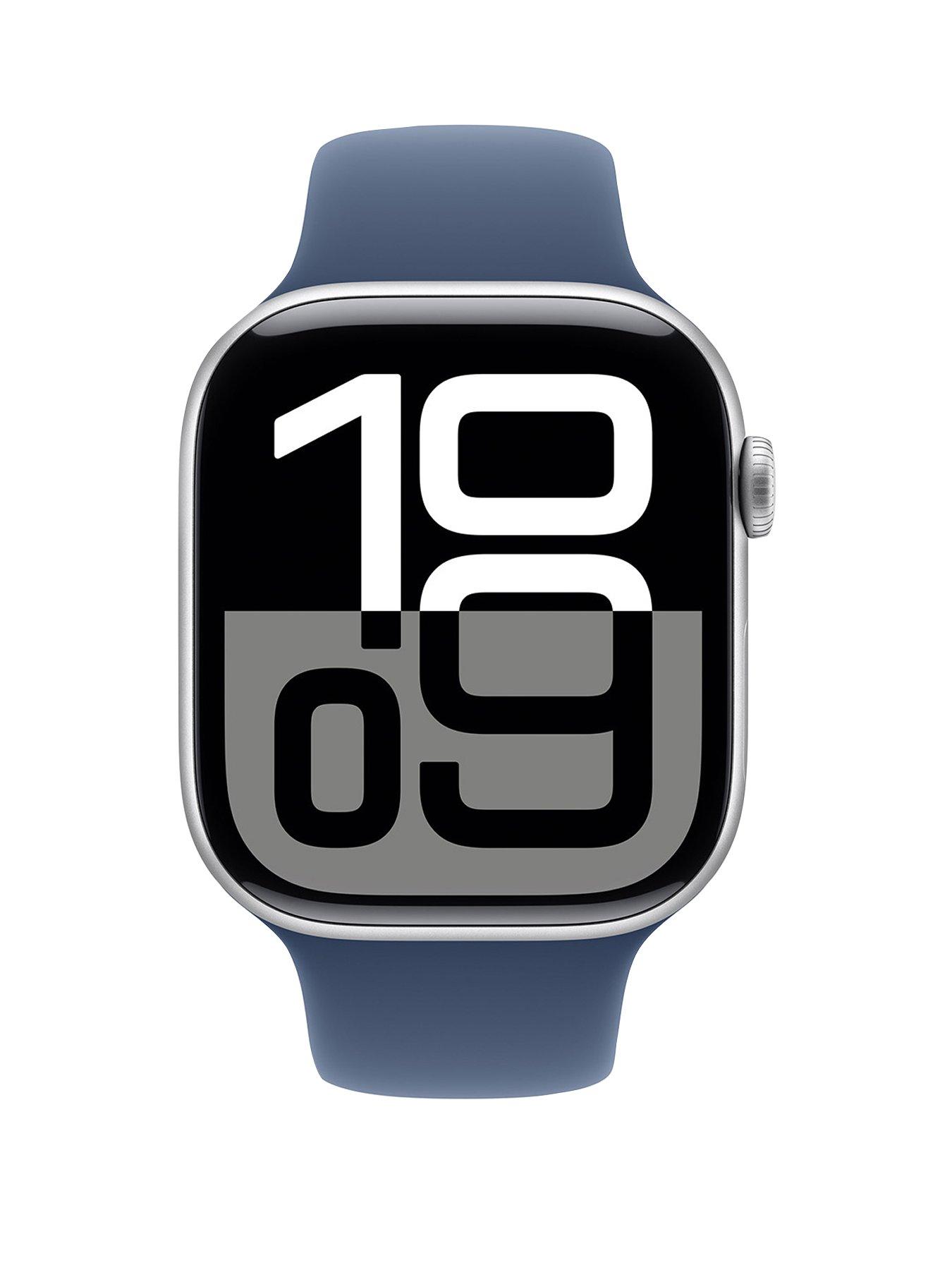 Image 2 of 8 of Apple Watch Series 10 (GPS), 46mm Silver Aluminium Case with Denim Sport Band - M/L