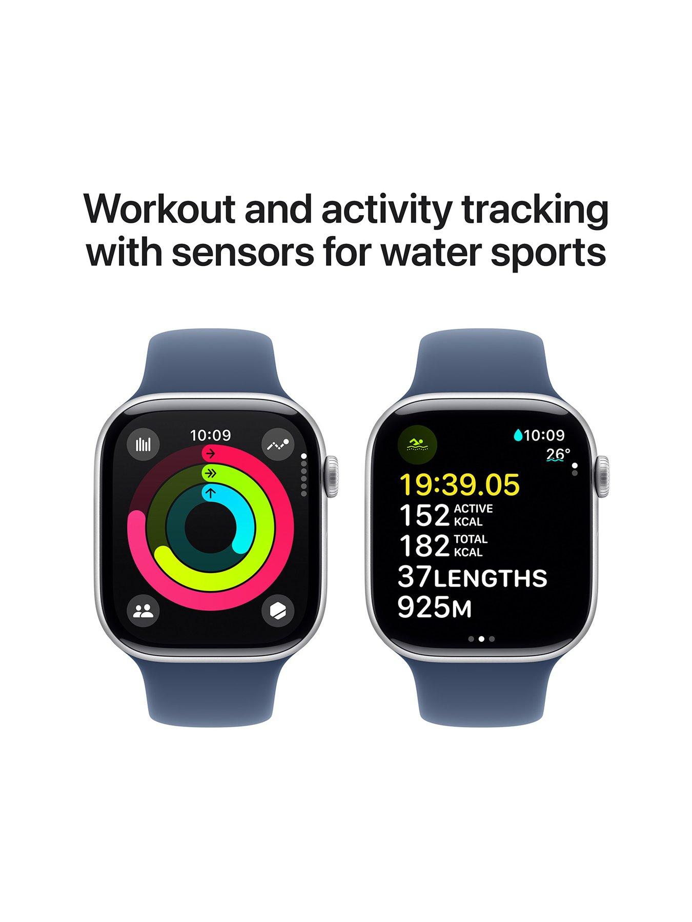 Image 4 of 8 of Apple Watch Series 10 (GPS), 46mm Silver Aluminium Case with Denim Sport Band - M/L