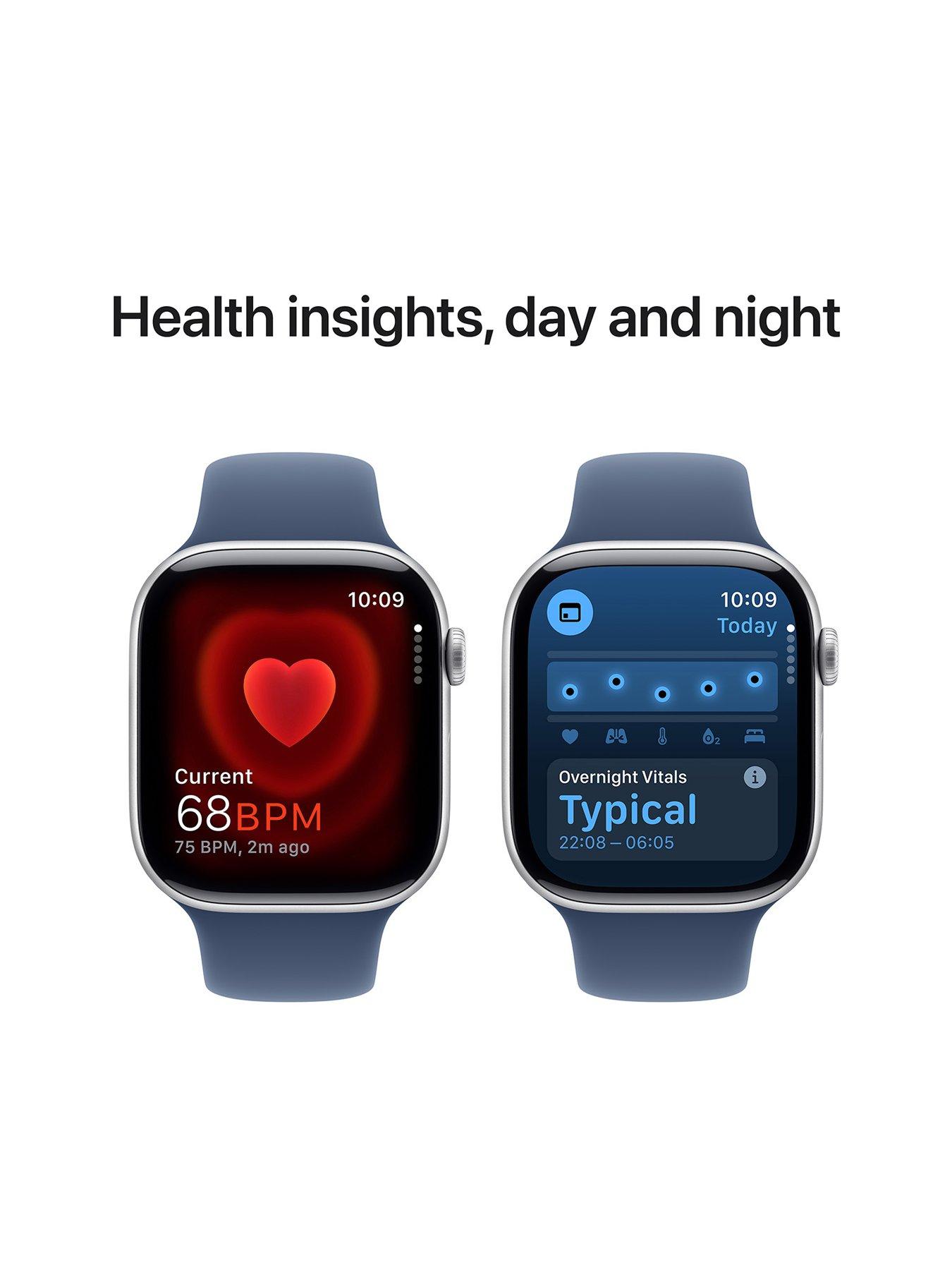 Image 5 of 8 of Apple Watch Series 10 (GPS), 46mm Silver Aluminium Case with Denim Sport Band - M/L