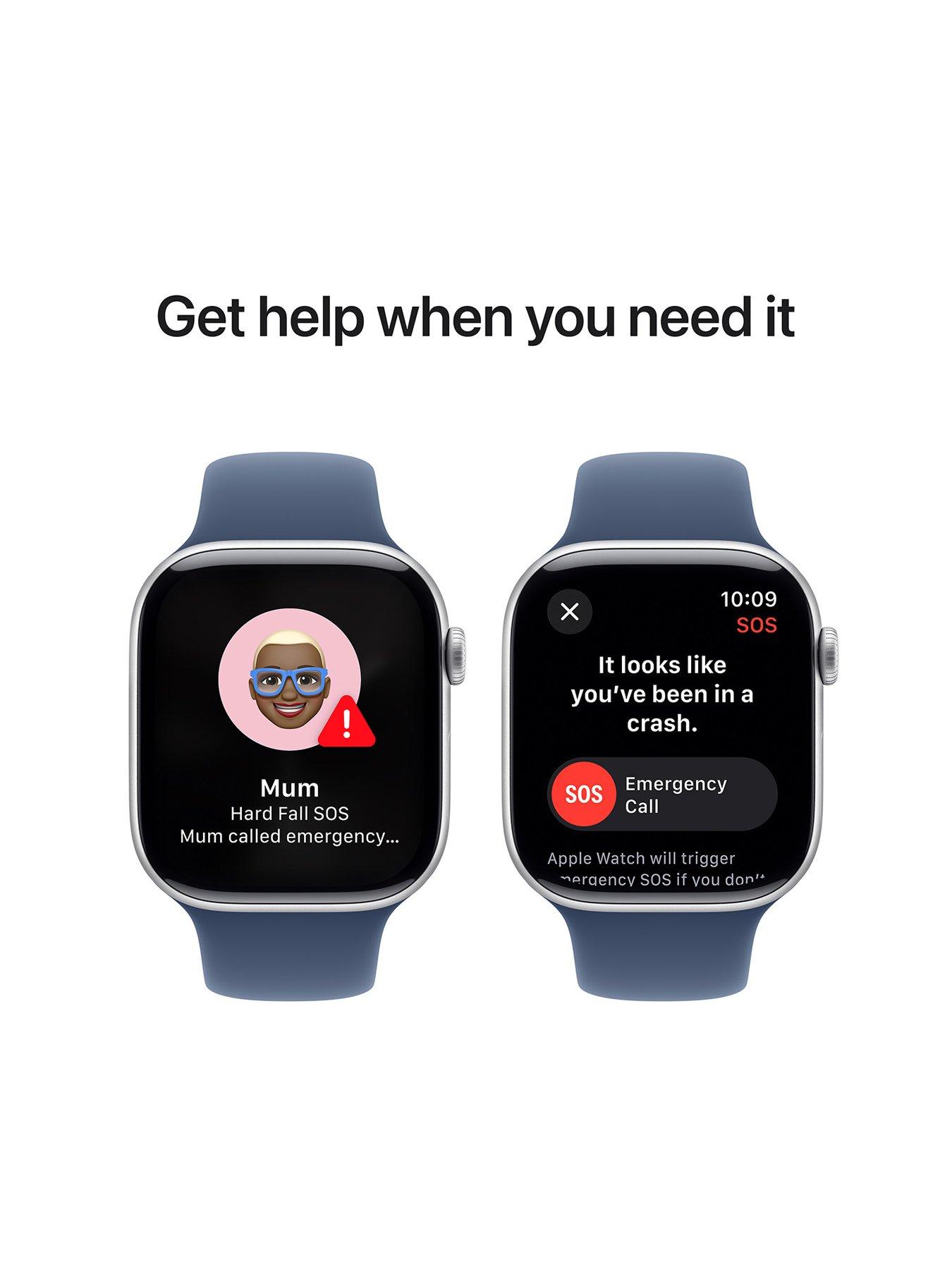 Image 6 of 8 of Apple Watch Series 10 (GPS), 46mm Silver Aluminium Case with Denim Sport Band - M/L