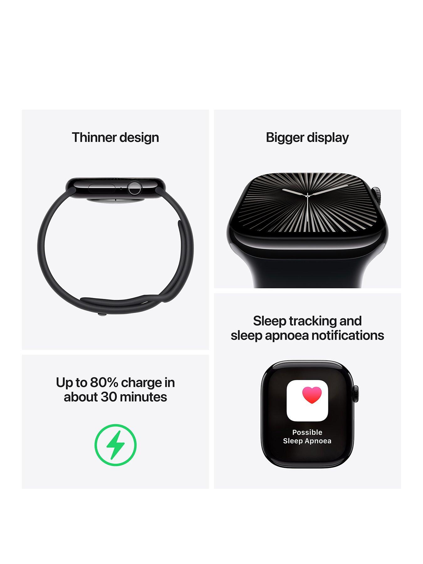 Image 3 of 8 of Apple Watch Series 10 (GPS), 46mm Silver Aluminium Case with Blue Cloud Sport Loop