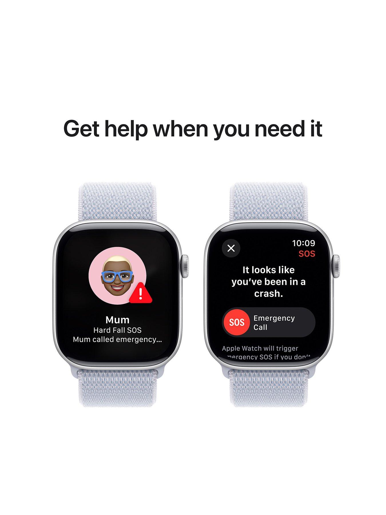 Image 6 of 8 of Apple Watch Series 10 (GPS), 46mm Silver Aluminium Case with Blue Cloud Sport Loop