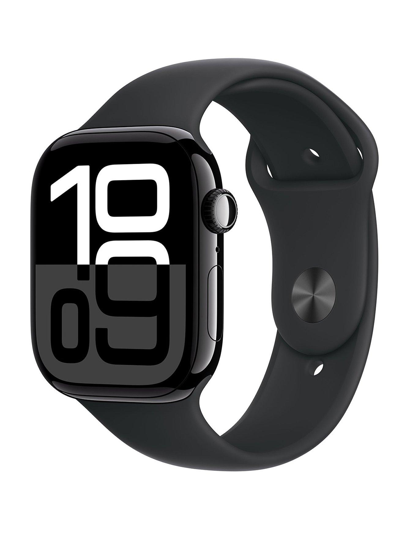 Apple Watch Series 10 GPS 46mm Jet Black Aluminium Case with Black Sport Band S M Very