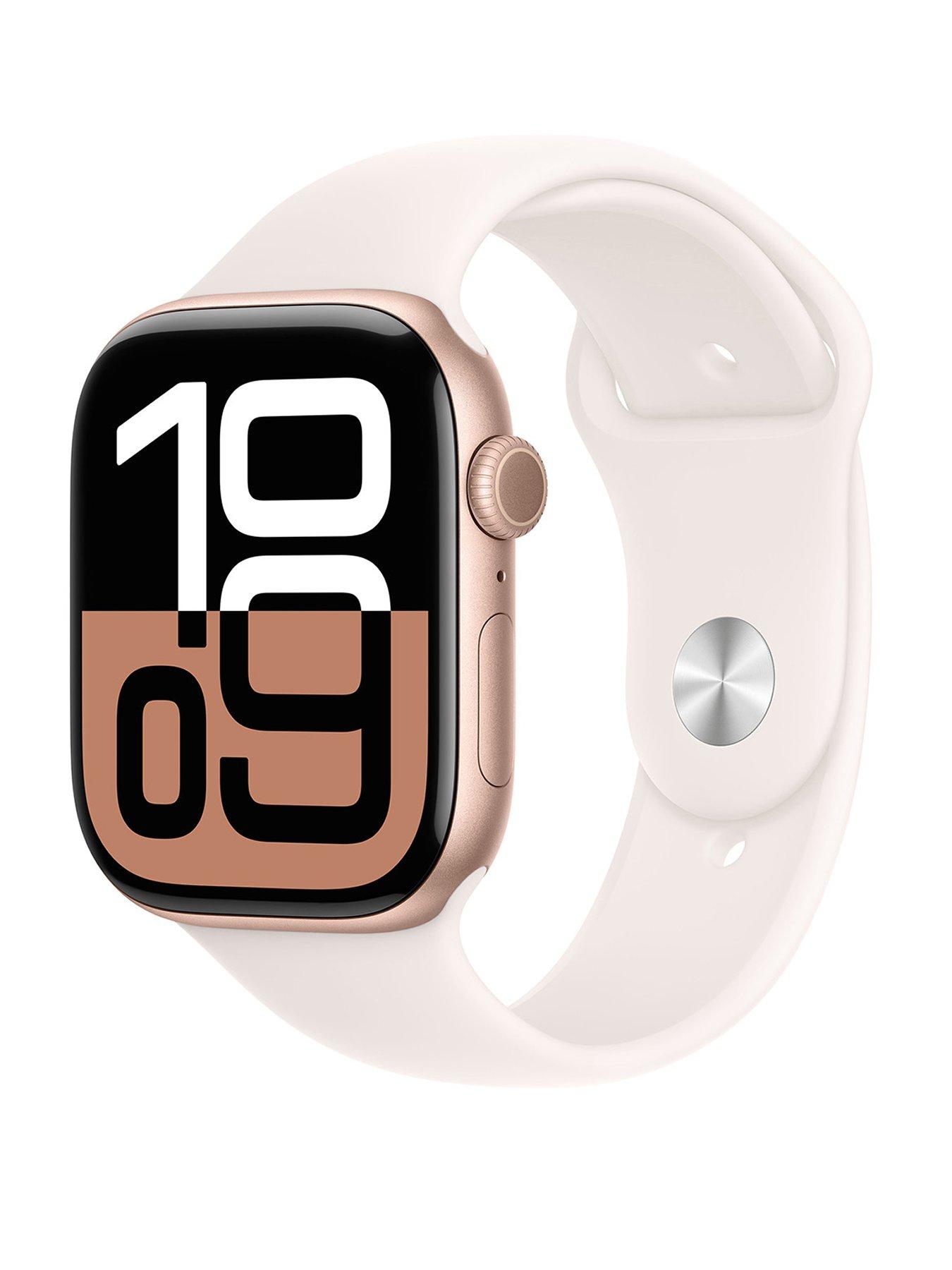 Image of Apple Watch Series 10 (GPS) 46mm Rose Gold Aluminium Case with Light Blush Sport Band - M/L