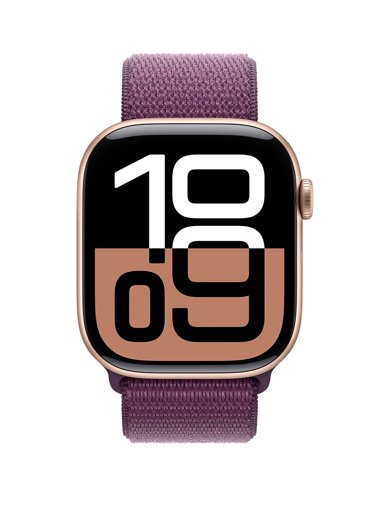 Image 2 of 8 of Apple Watch Series 10 (GPS) 46mm Rose Gold Aluminium Case with Plum Sport Loop