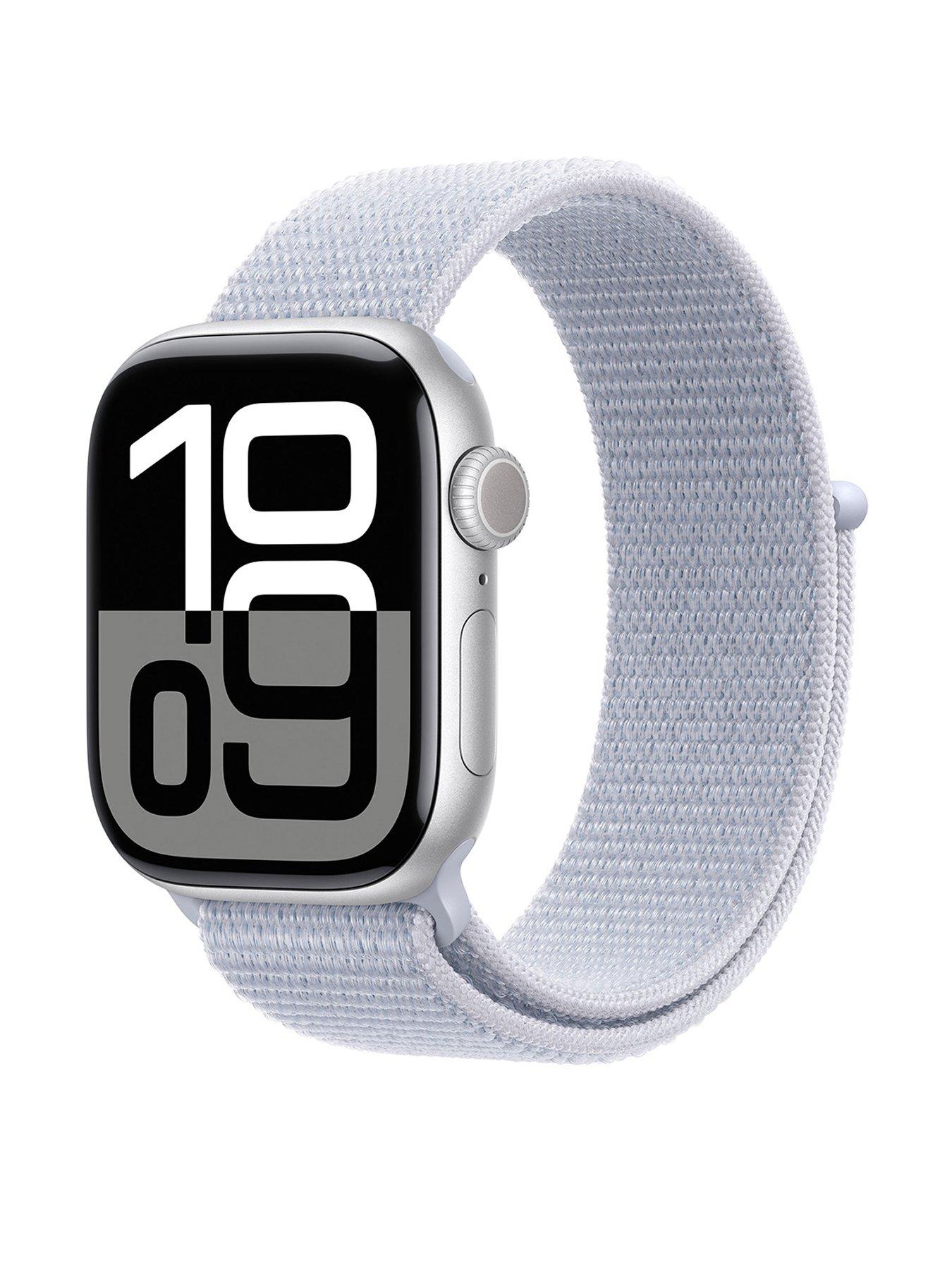undefined Watch Series 10 (GPS + Cellular), Silver Aluminium Case with Blue Cloud Sport Loop