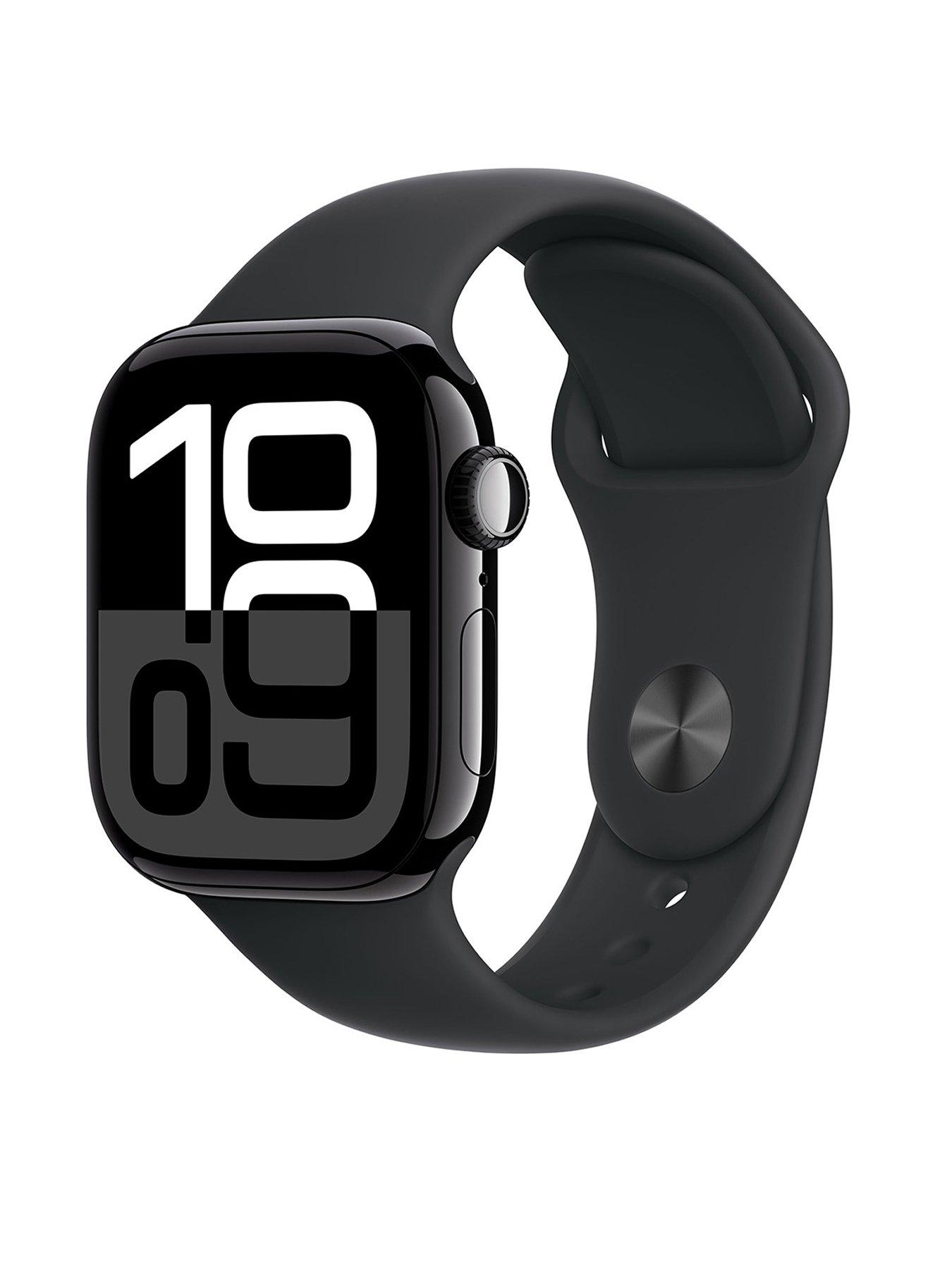 Apple Watch Series 10 GPS Cellular 42mm Jet Black Aluminium Case with Black Sport Band S M Very