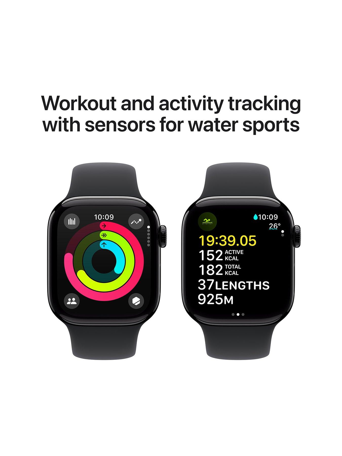 Image 4 of 8 of Apple Watch Series 10 (GPS + Cellular) 42mm Jet Black Aluminium Case with Black Sport Band - M/L