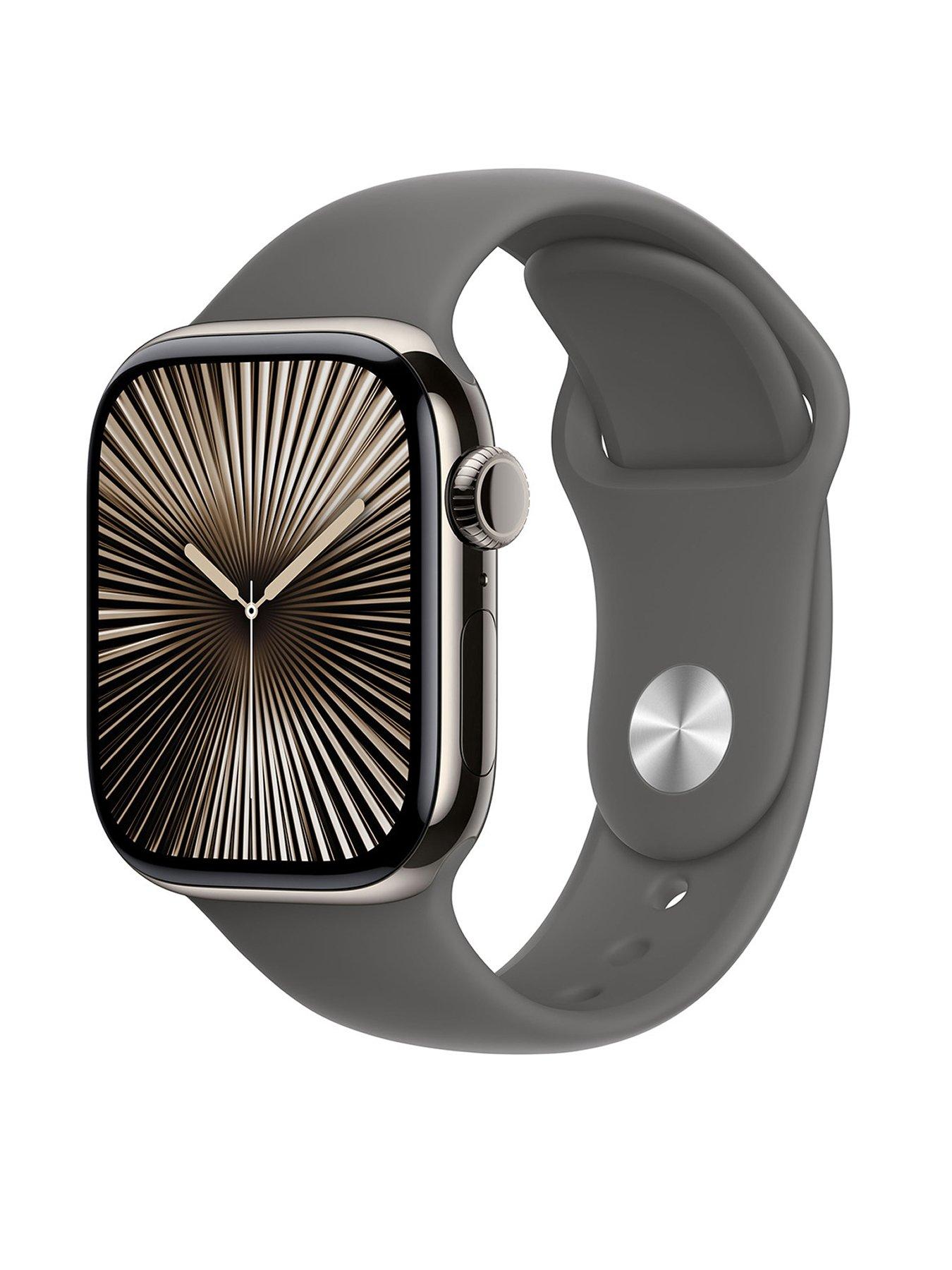 undefined Watch Series 10 (GPS + Cellular) 42mm Natural Titanium Case with Stone Grey Sport Band - S/M