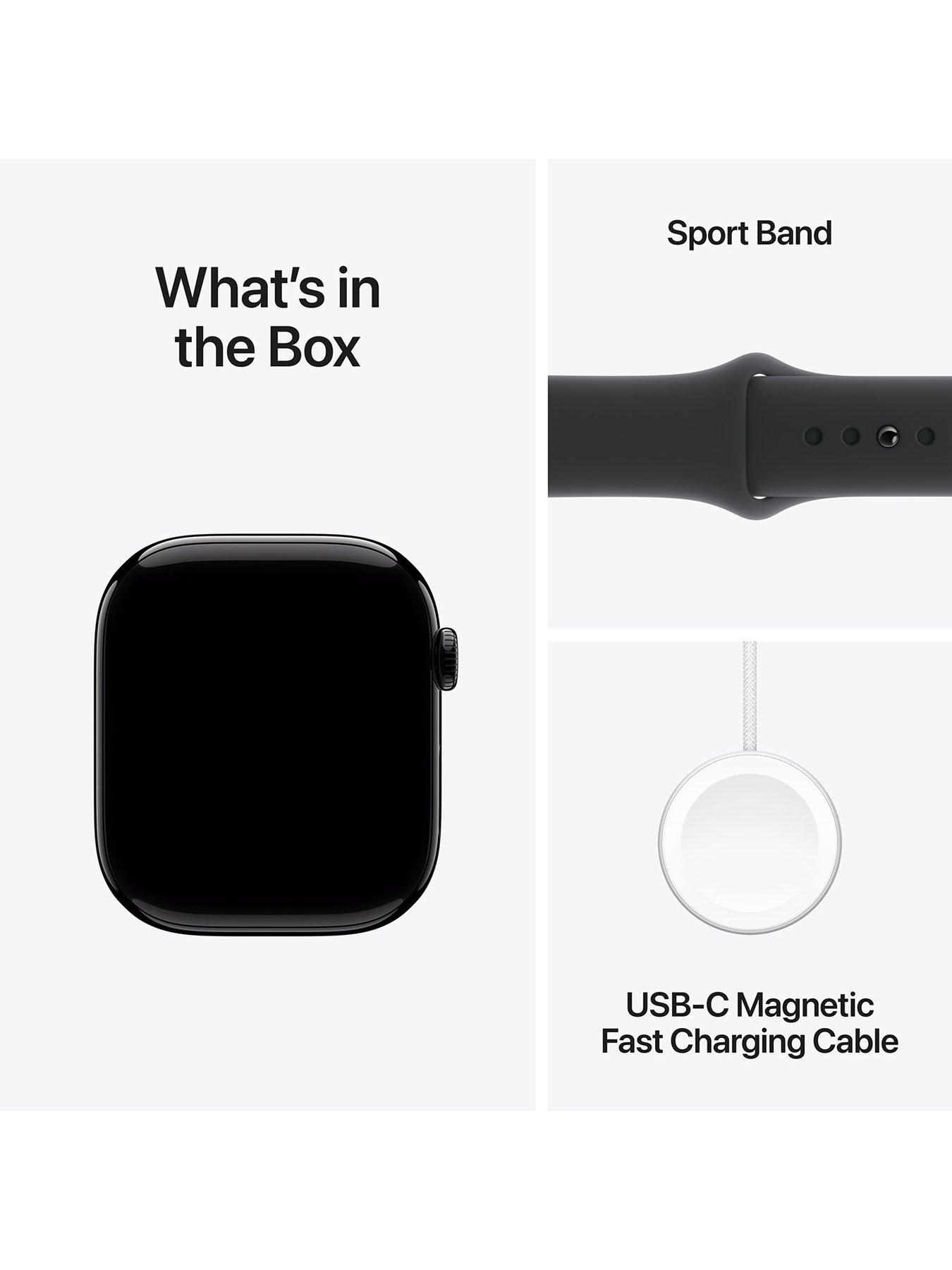 Apple Watch Series 10 GPS Cellular 46mm Jet Black Aluminium Case with Black Sport Band S M Very
