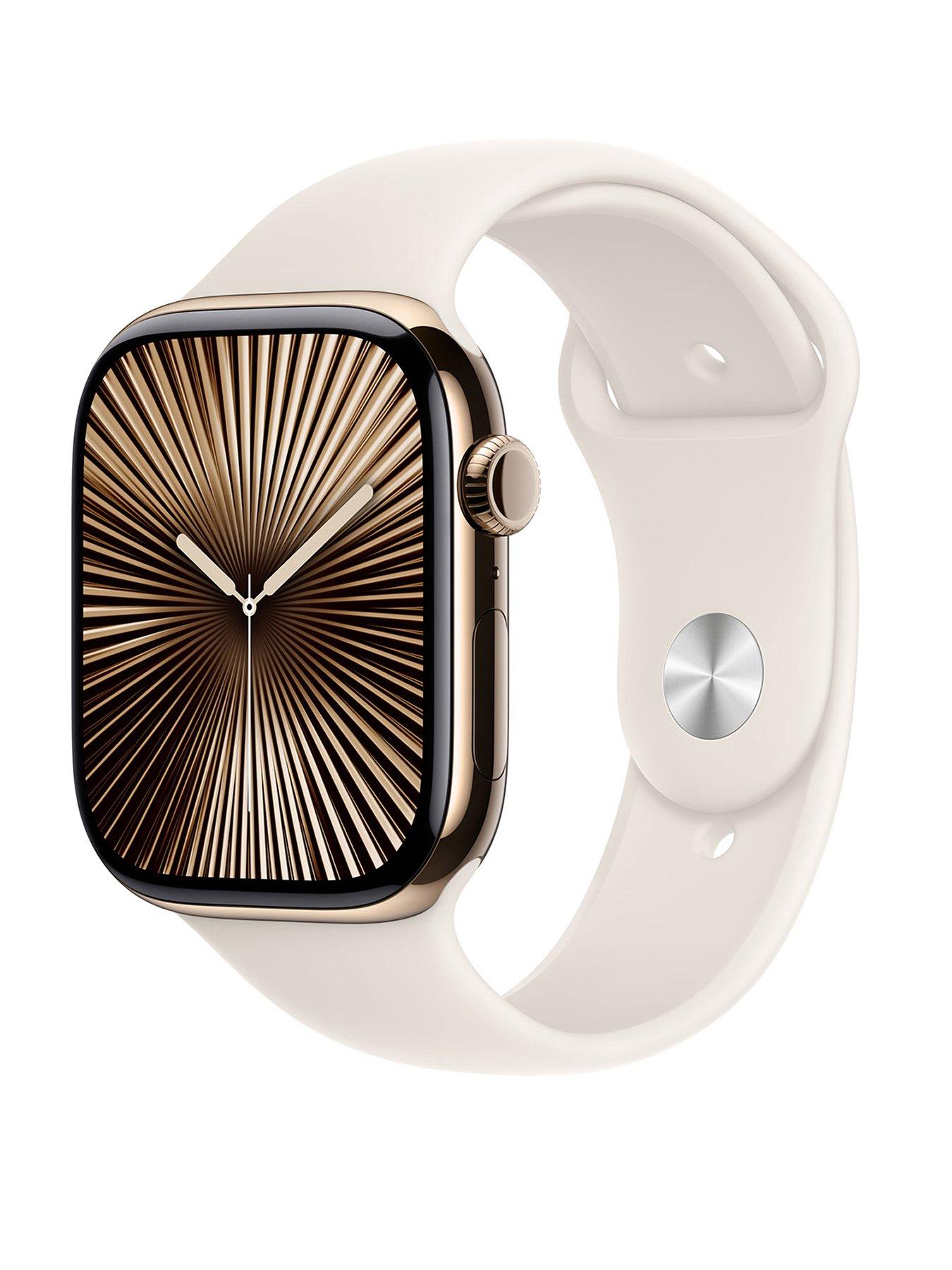 undefined Watch Series 10 (GPS + Cellular) 46mm Gold Titanium Case with Starlight Sport Band - M/L