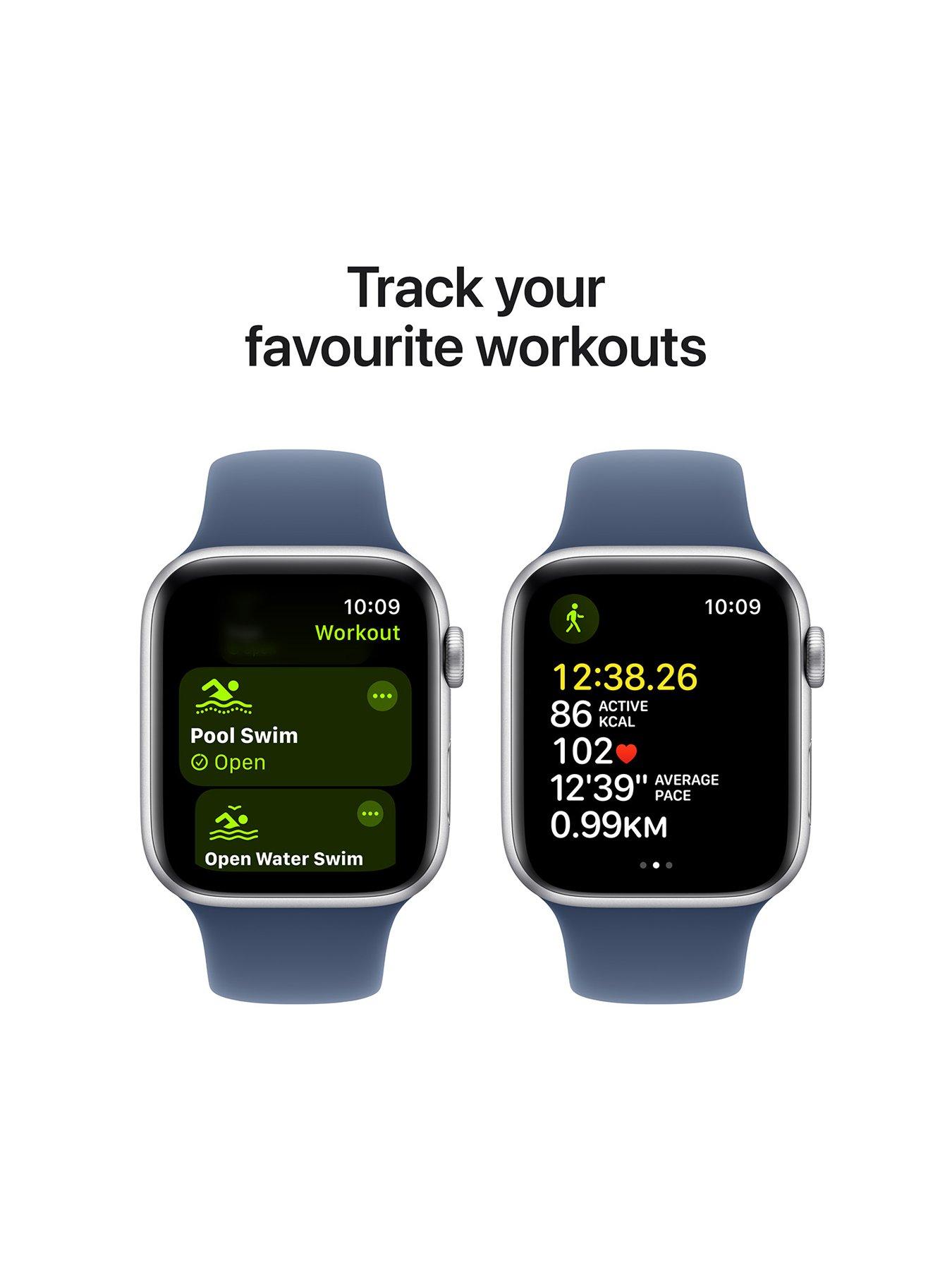 Image 6 of 7 of Apple Watch SE (GPS, 2024) 40mm&nbsp;Silver Aluminium Case with Denim Sport Band - S/M